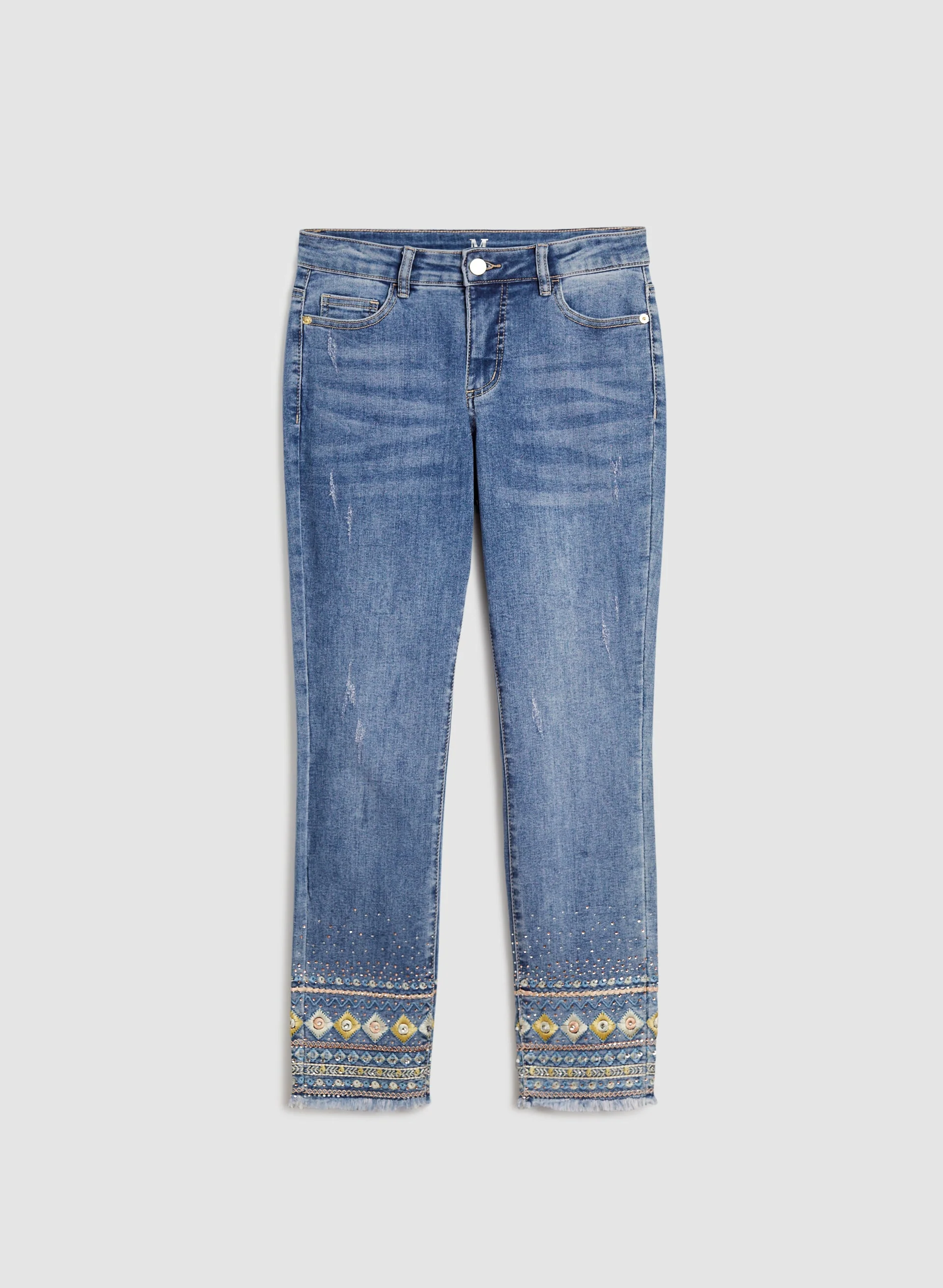 Embroidered Slim Leg Jeans - Image 6
