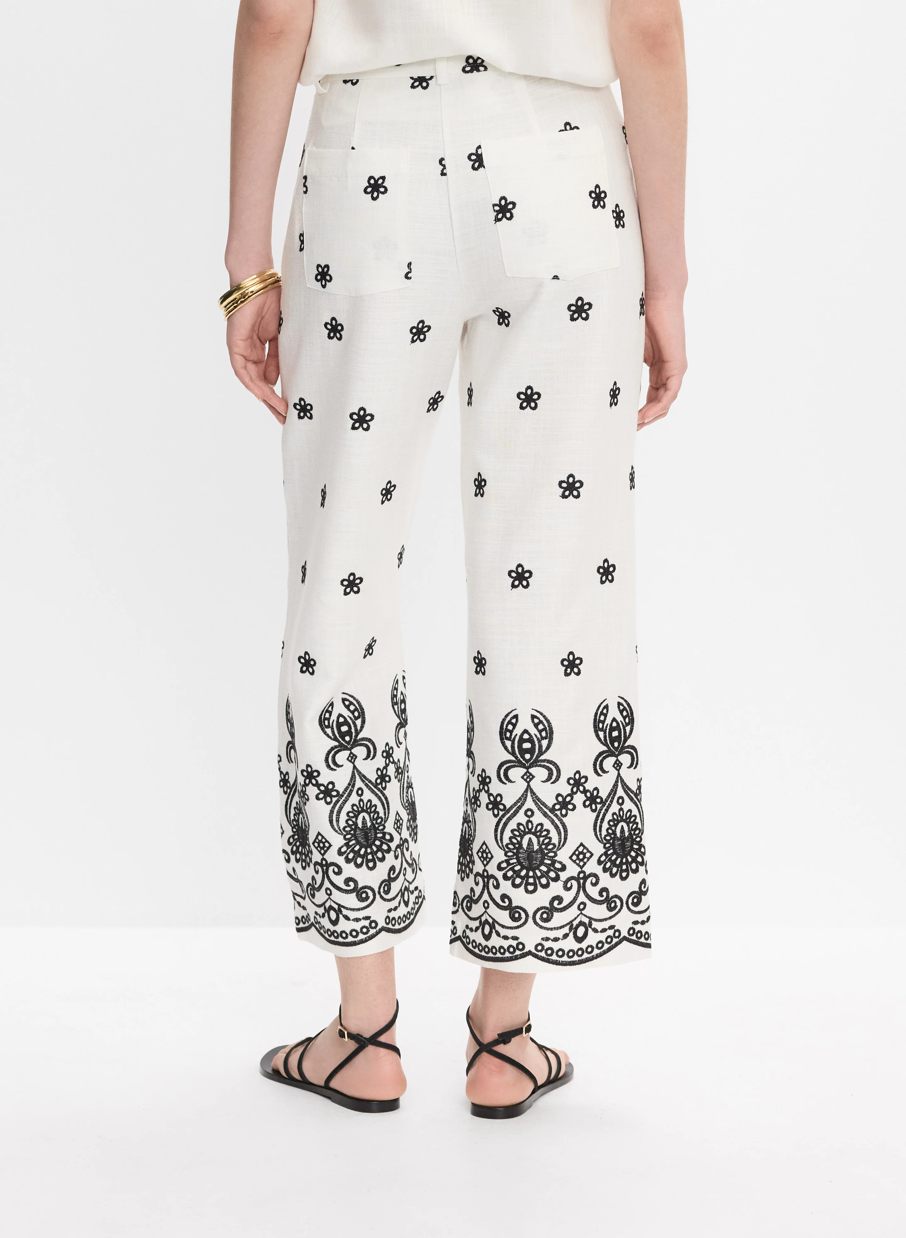 Embroidered Wide-Leg Pants - Image 3