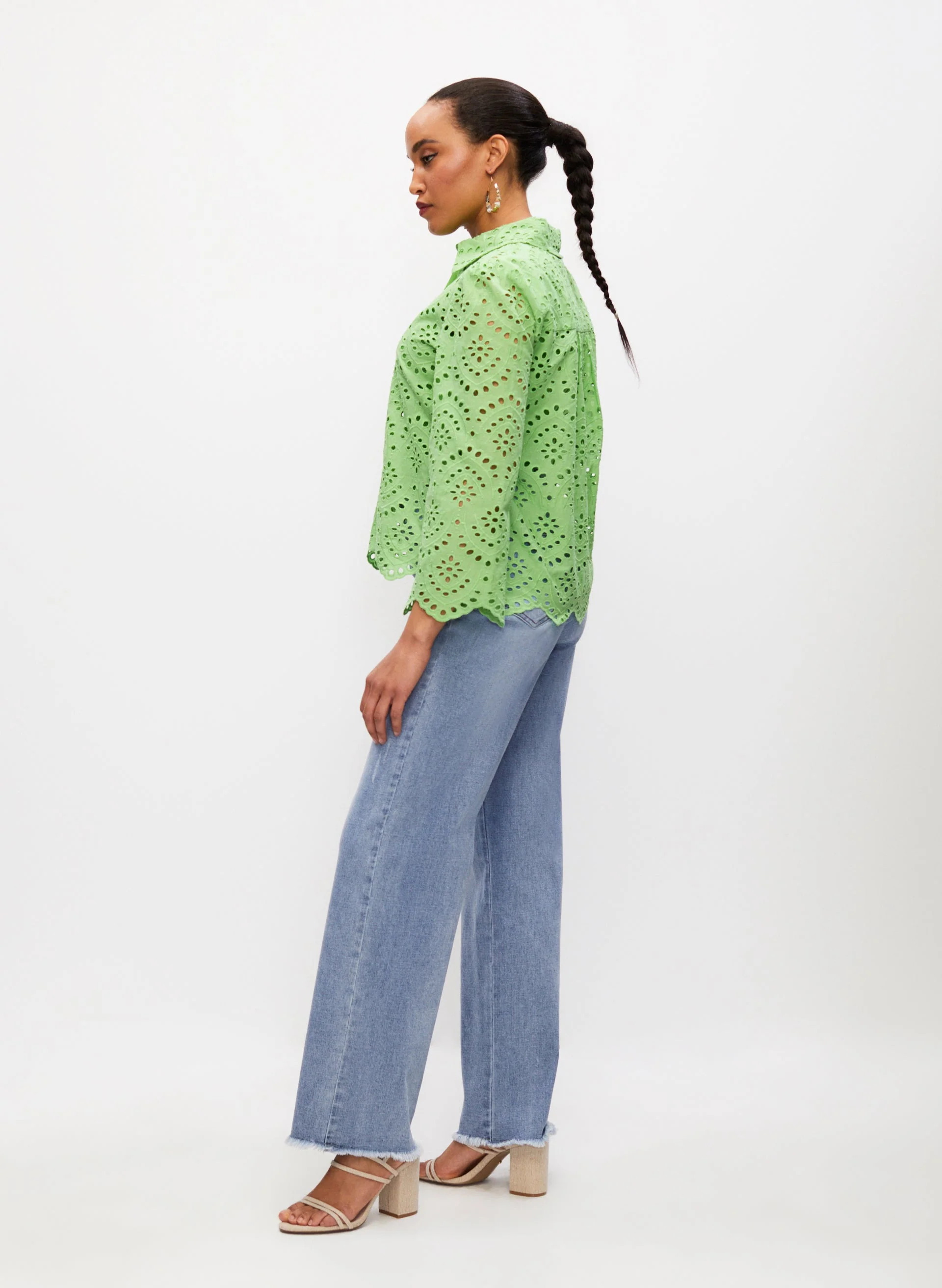 Eyelet Button Front Blouse - Image 5