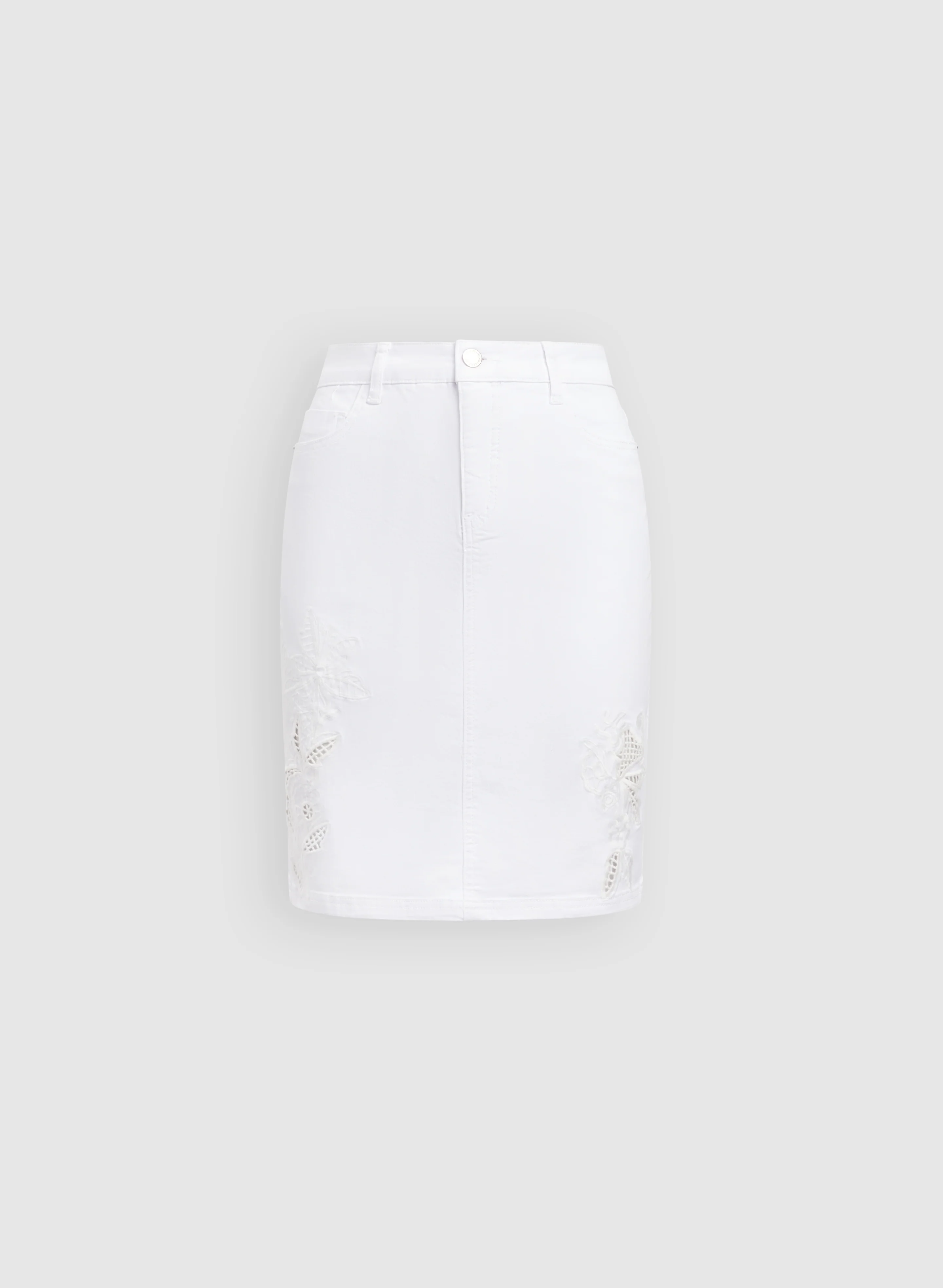 Eyelet Embroidered Denim Skirt - Image 6