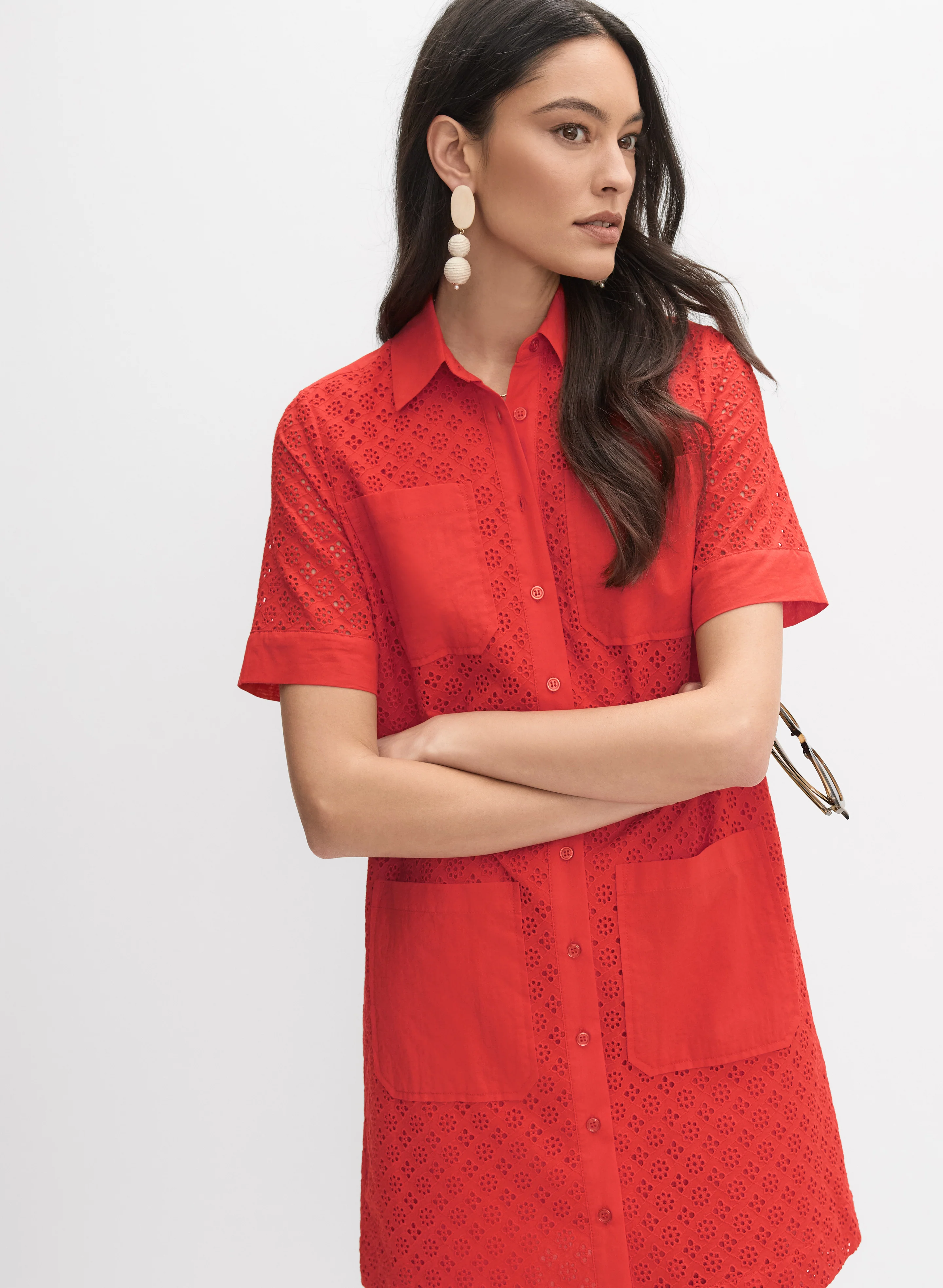 Eyelet Embroidered Shirt Dress - Image 8