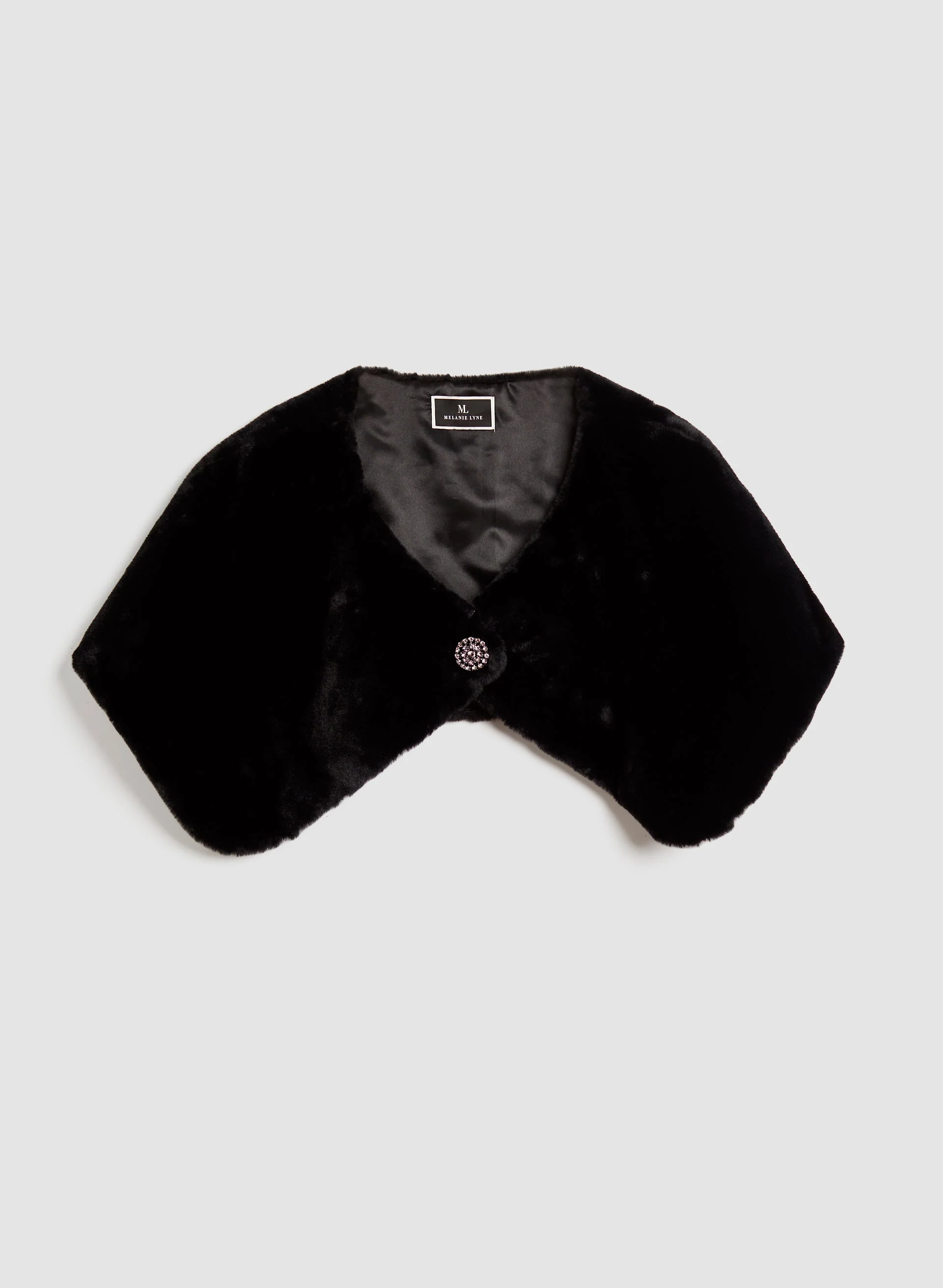 Faux Fur Brooch Detail Wrap - Image 5