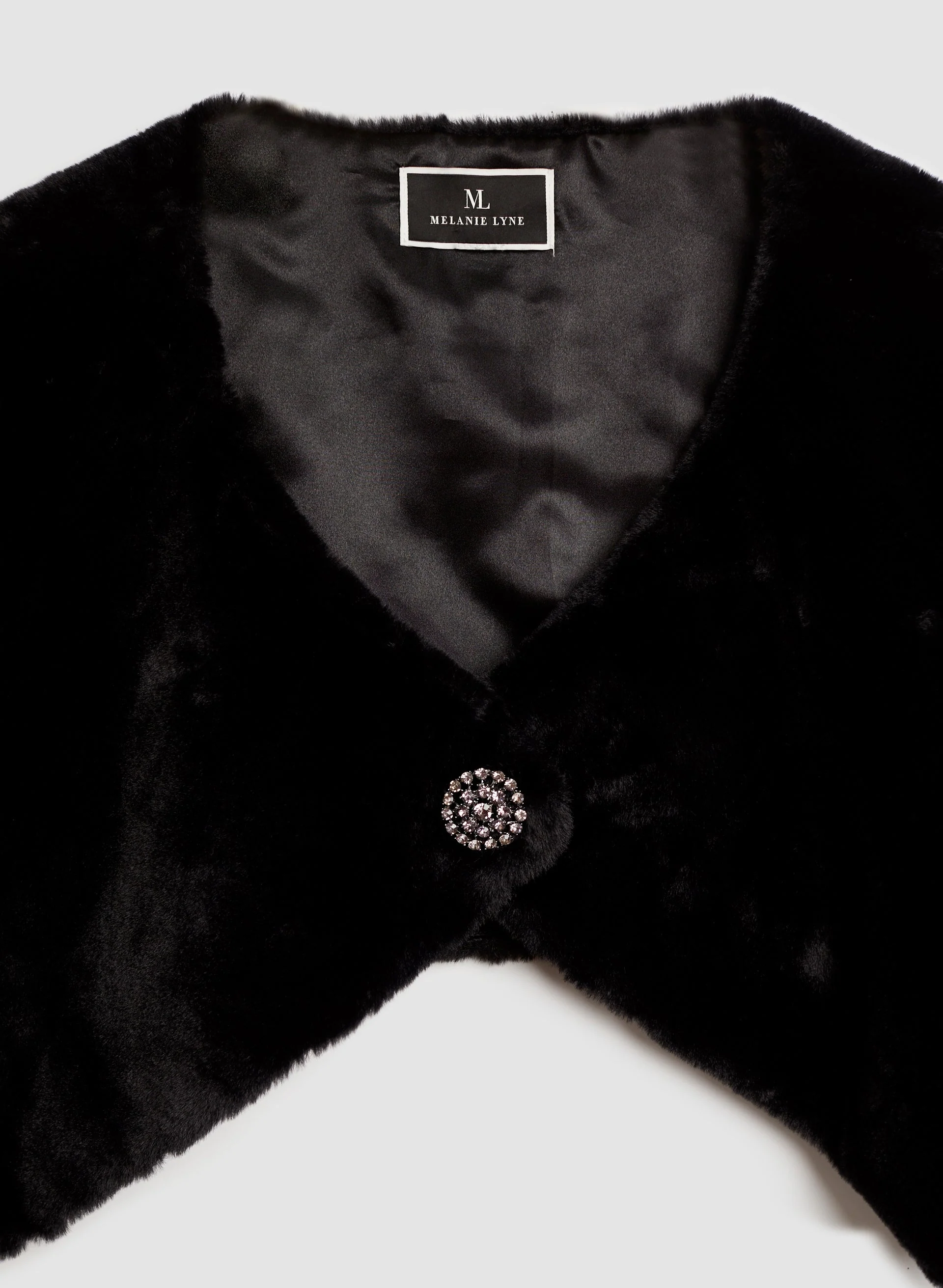 Faux Fur Brooch Detail Wrap - Image 8