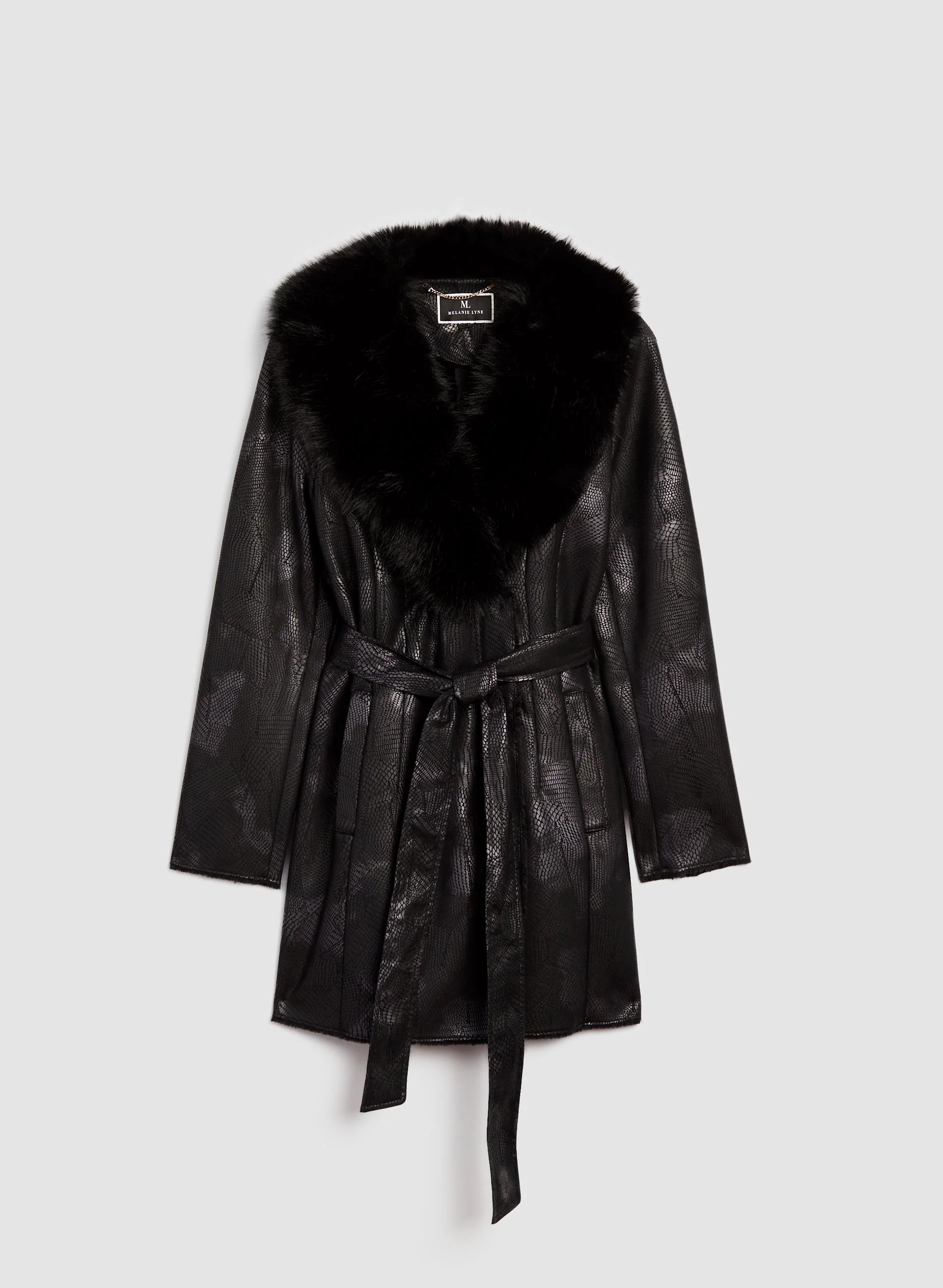 Faux Fur Shawl Collar Belted Coat - Image 5