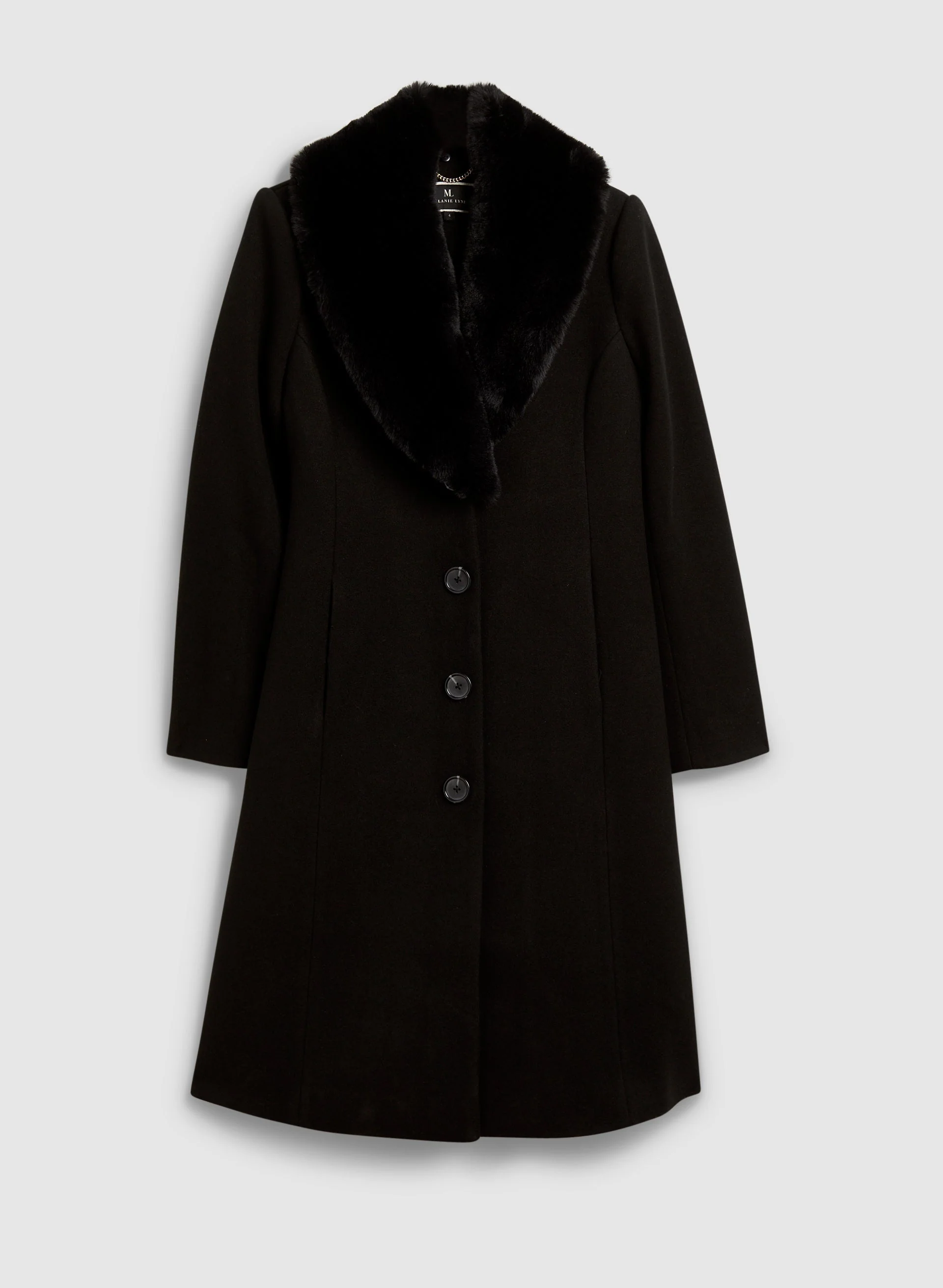 Faux Fur Stretch Wool Blend Coat - Image 5
