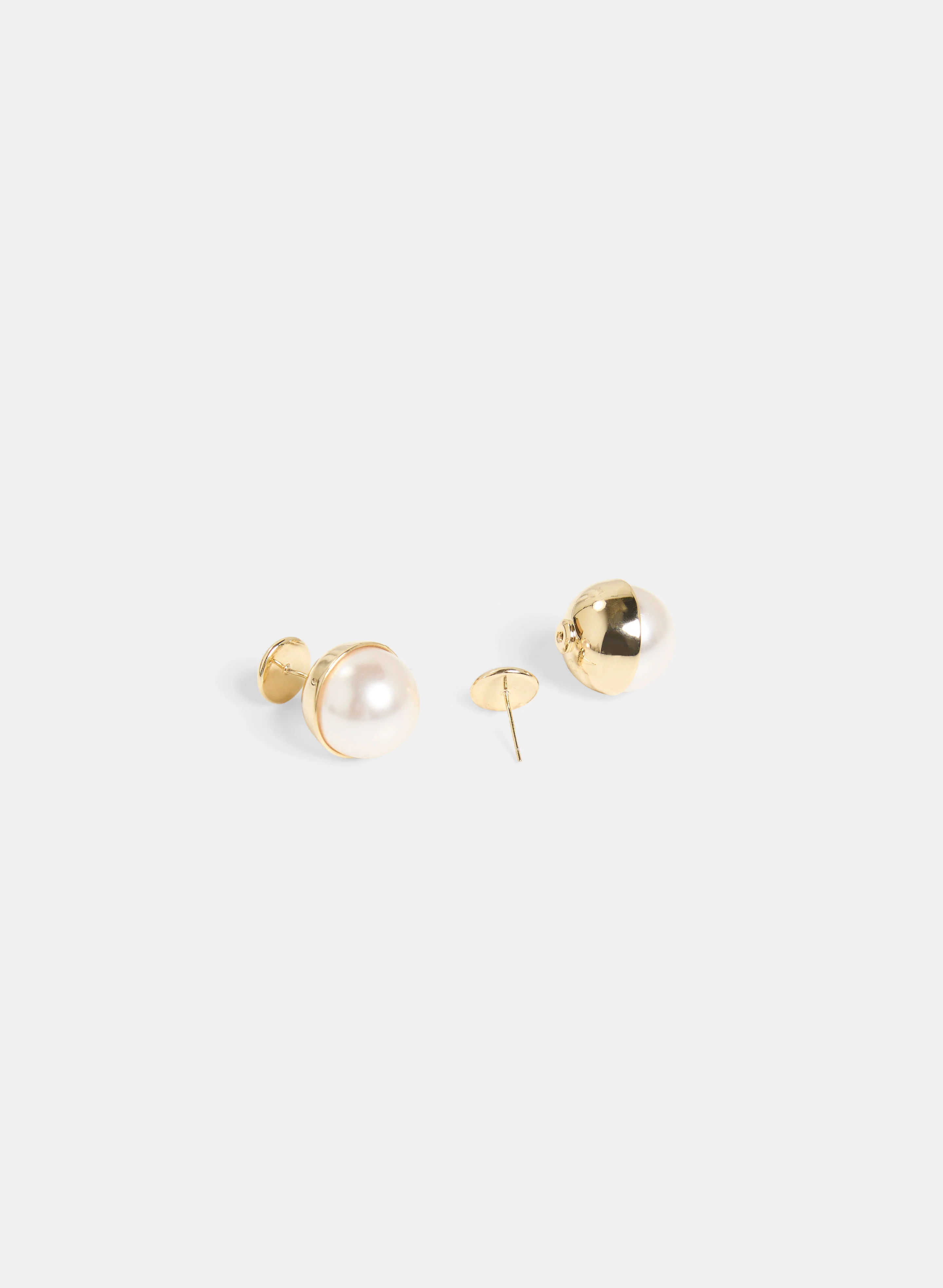 Faux Pearl Stud Earrings - Image 2