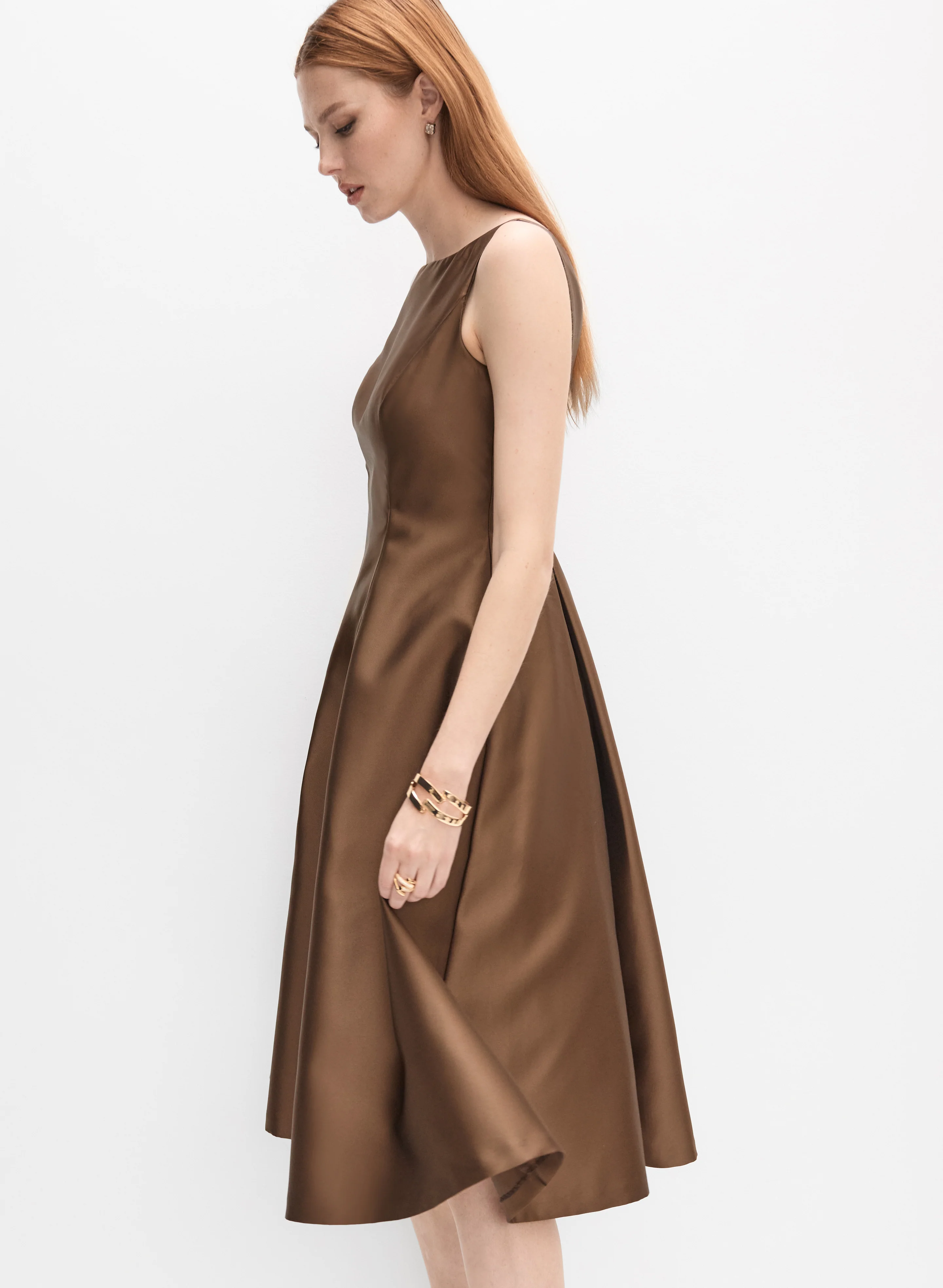 Adrianna Papell - Satin Fit & Flare Dress - Image 3