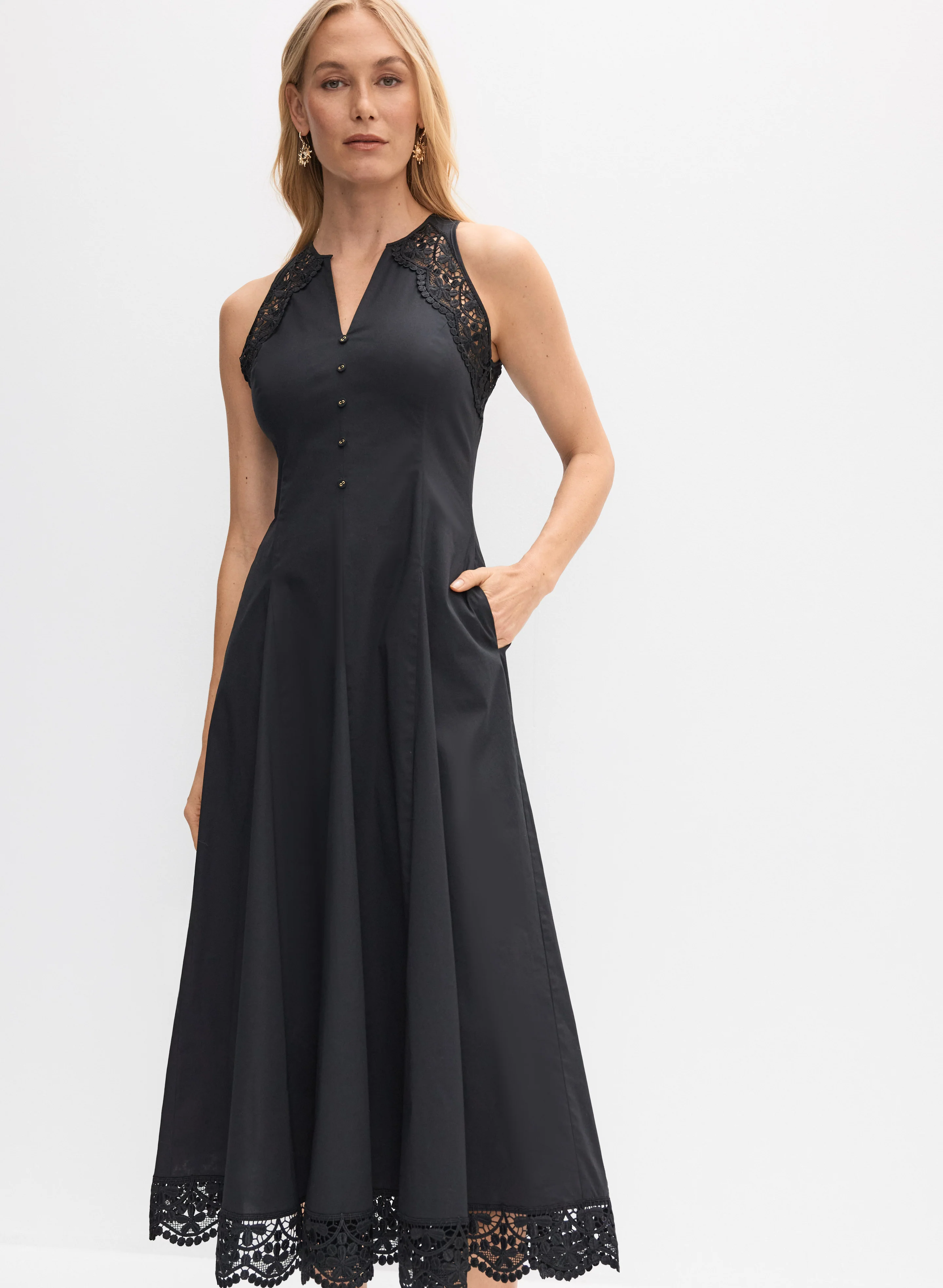 Fit & Flare Poplin Midi Dress - Image 8
