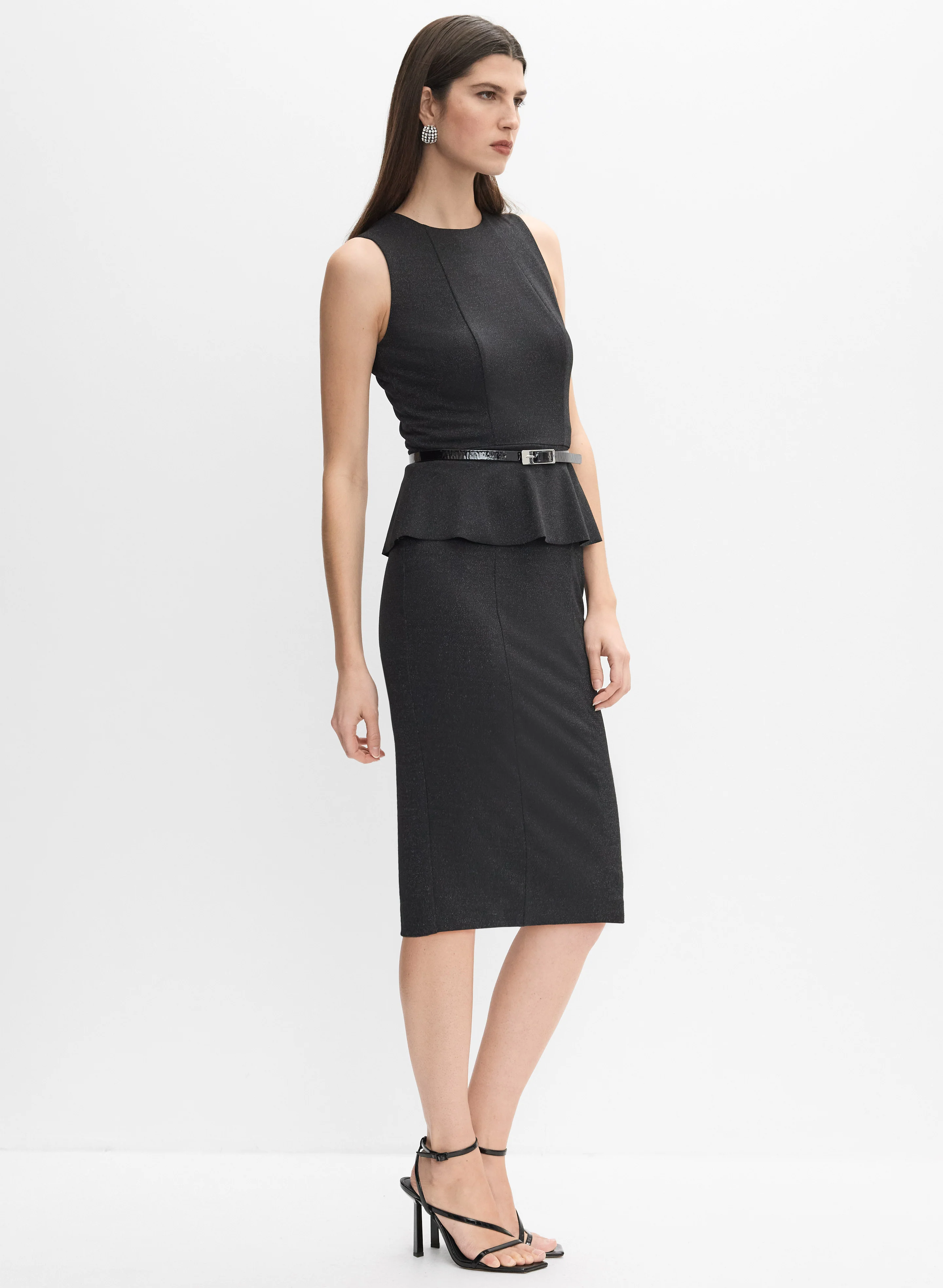 Fitted Peplum Midi Dress - Image 3