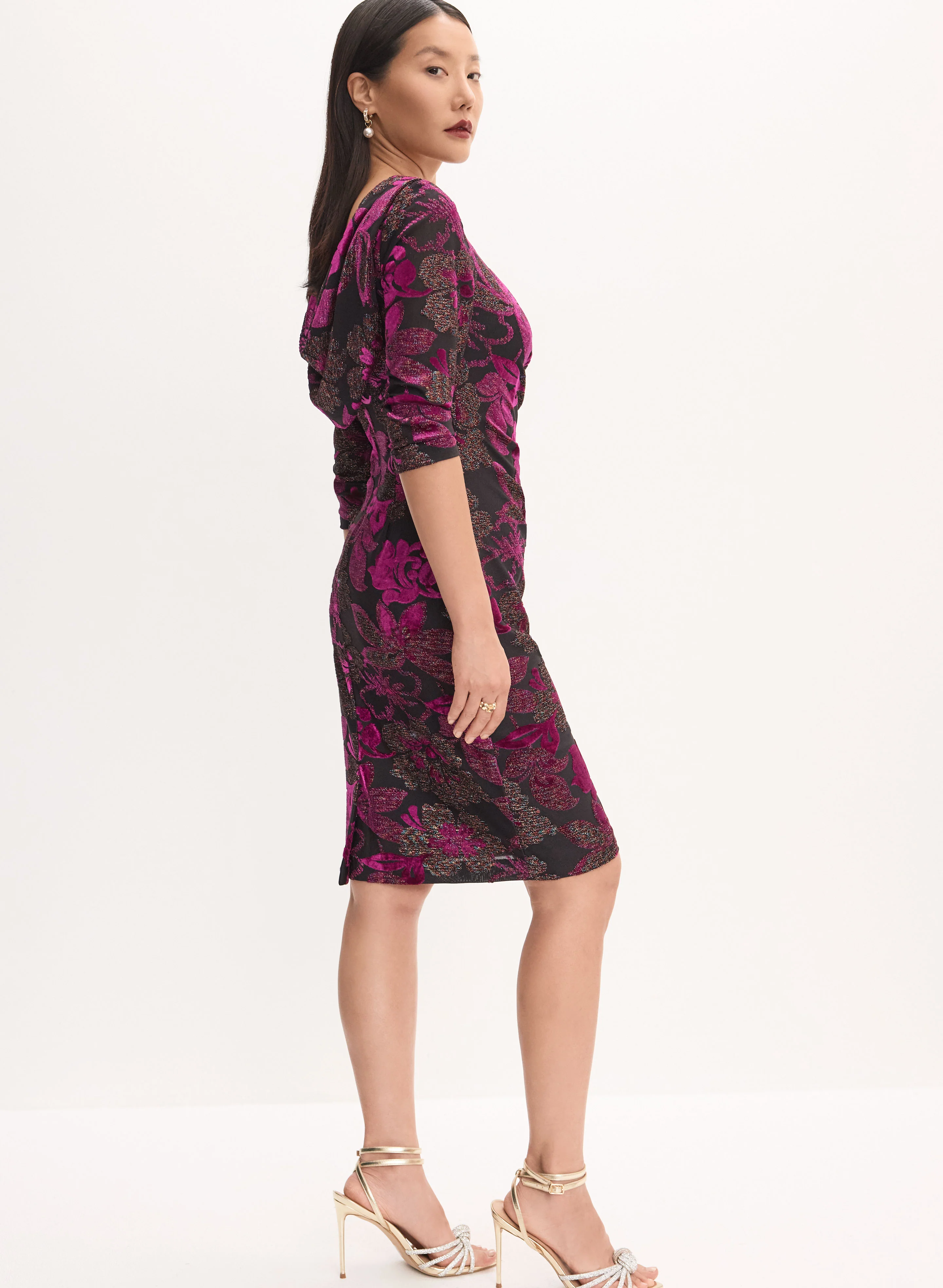 Floral Cowl Back Dress - Image 3