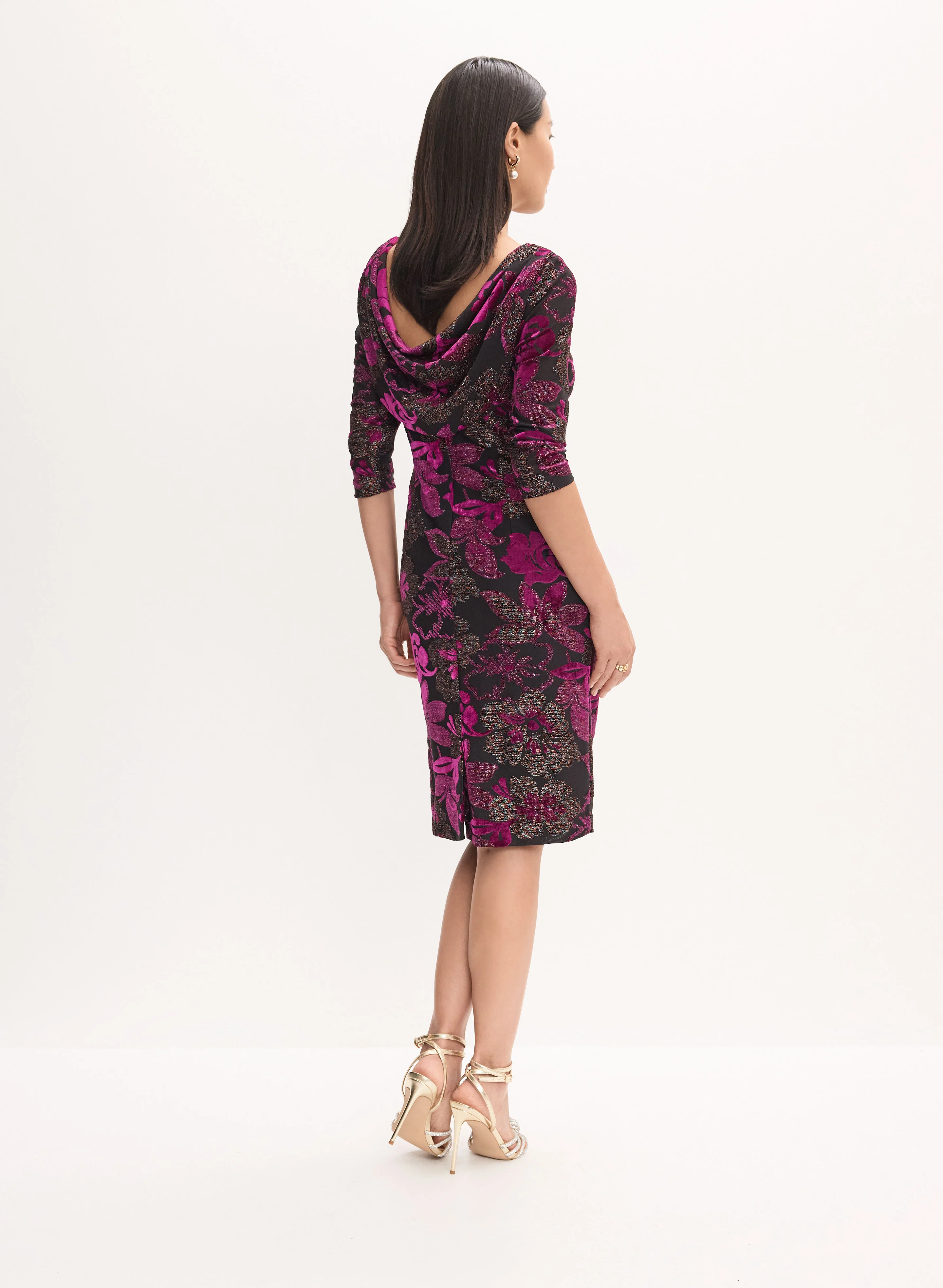 Floral Cowl Back Dress - Image 5