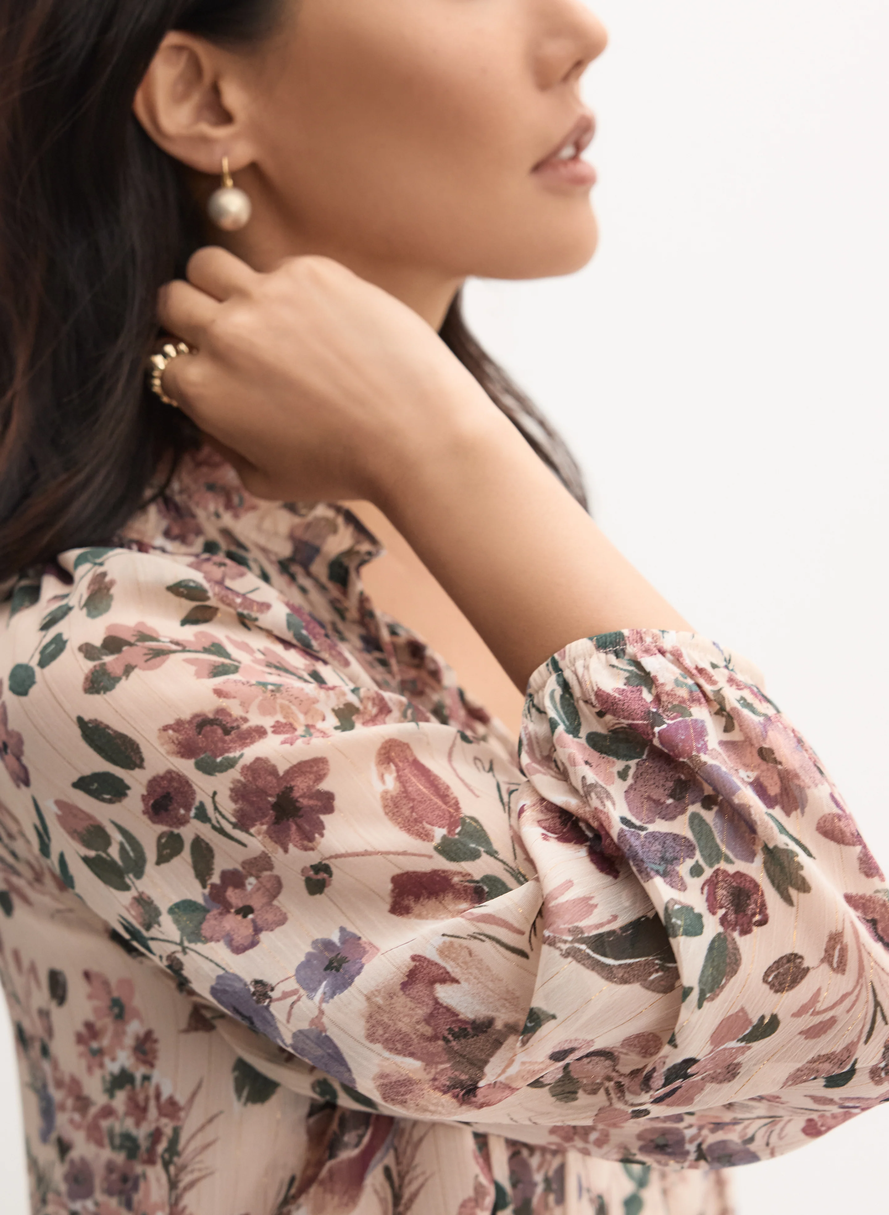 Floral Frilled Neck Blouse - Image 2