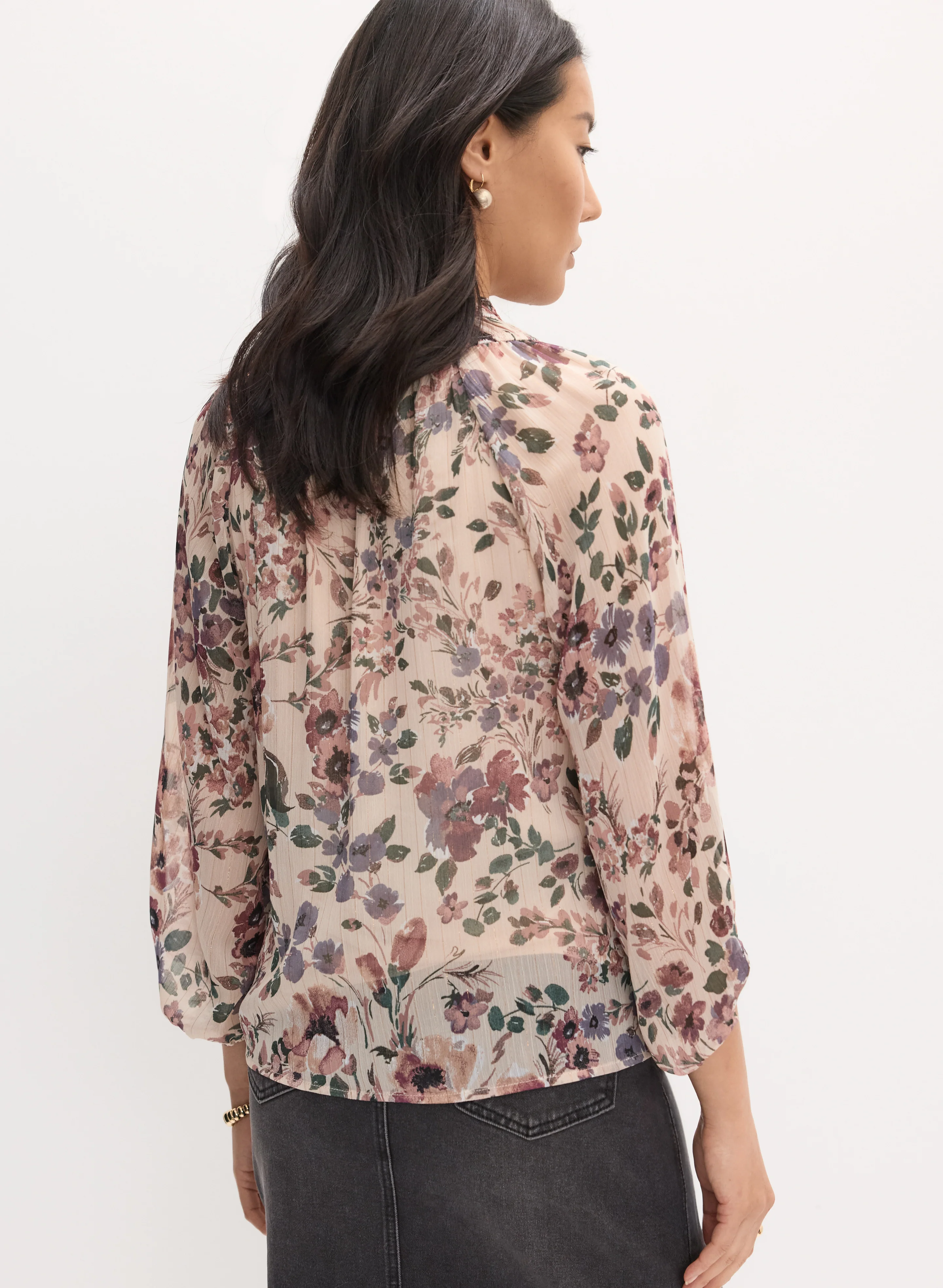 Floral Frilled Neck Blouse - Image 4