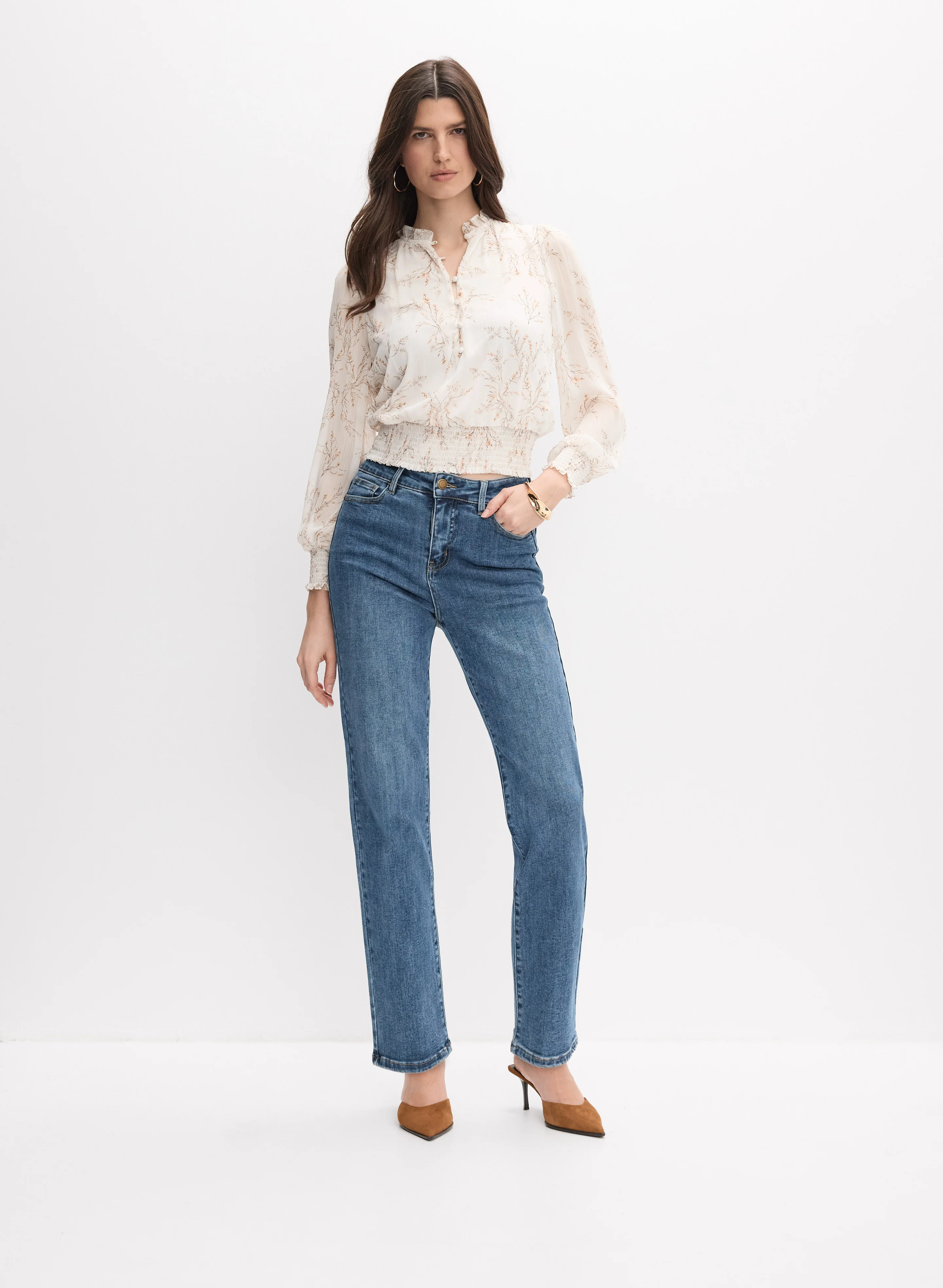 Floral Half-Button Blouse - Image 3