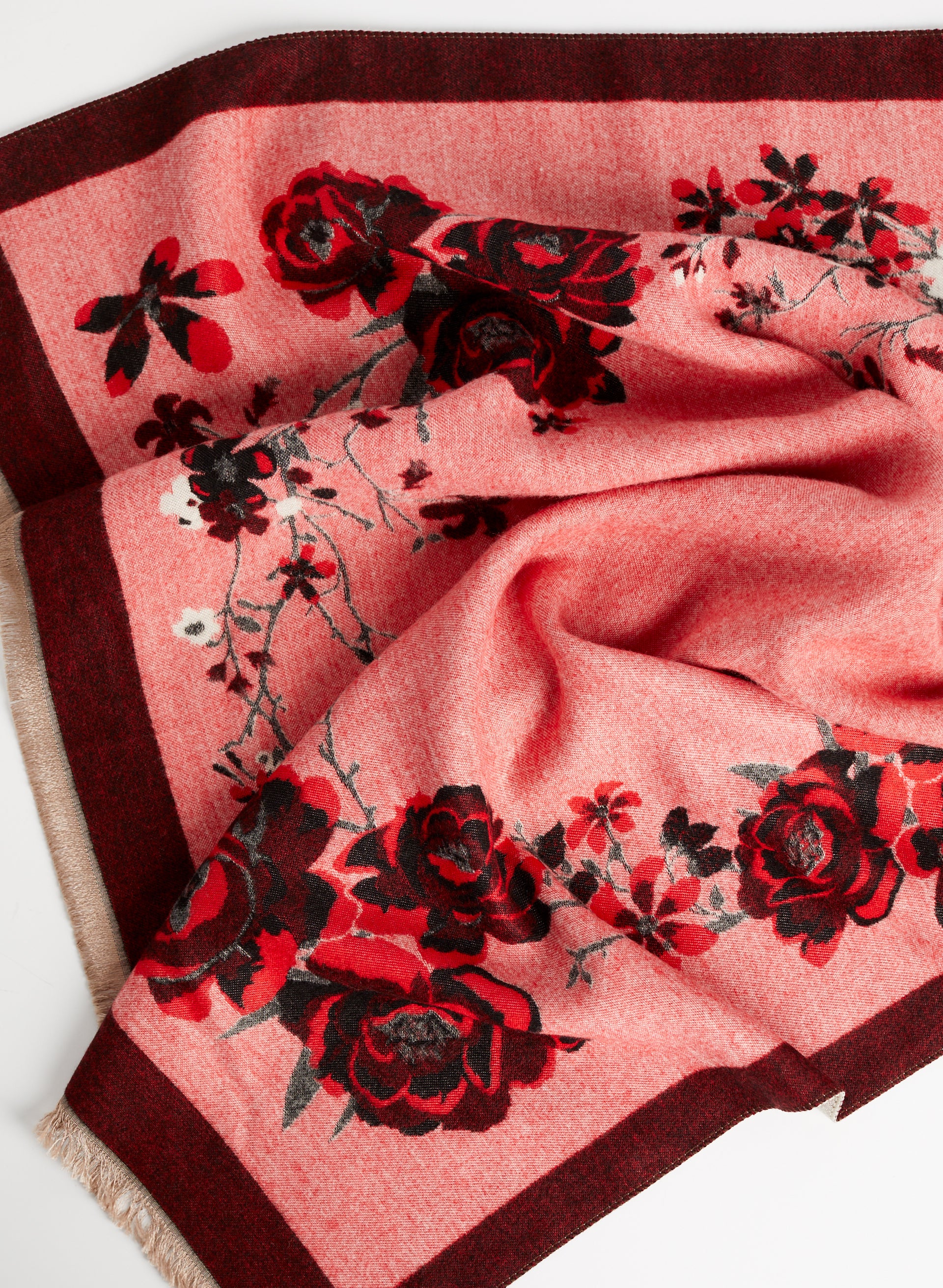 Floral Motif Reversible Jacquard Scarf - Image 3