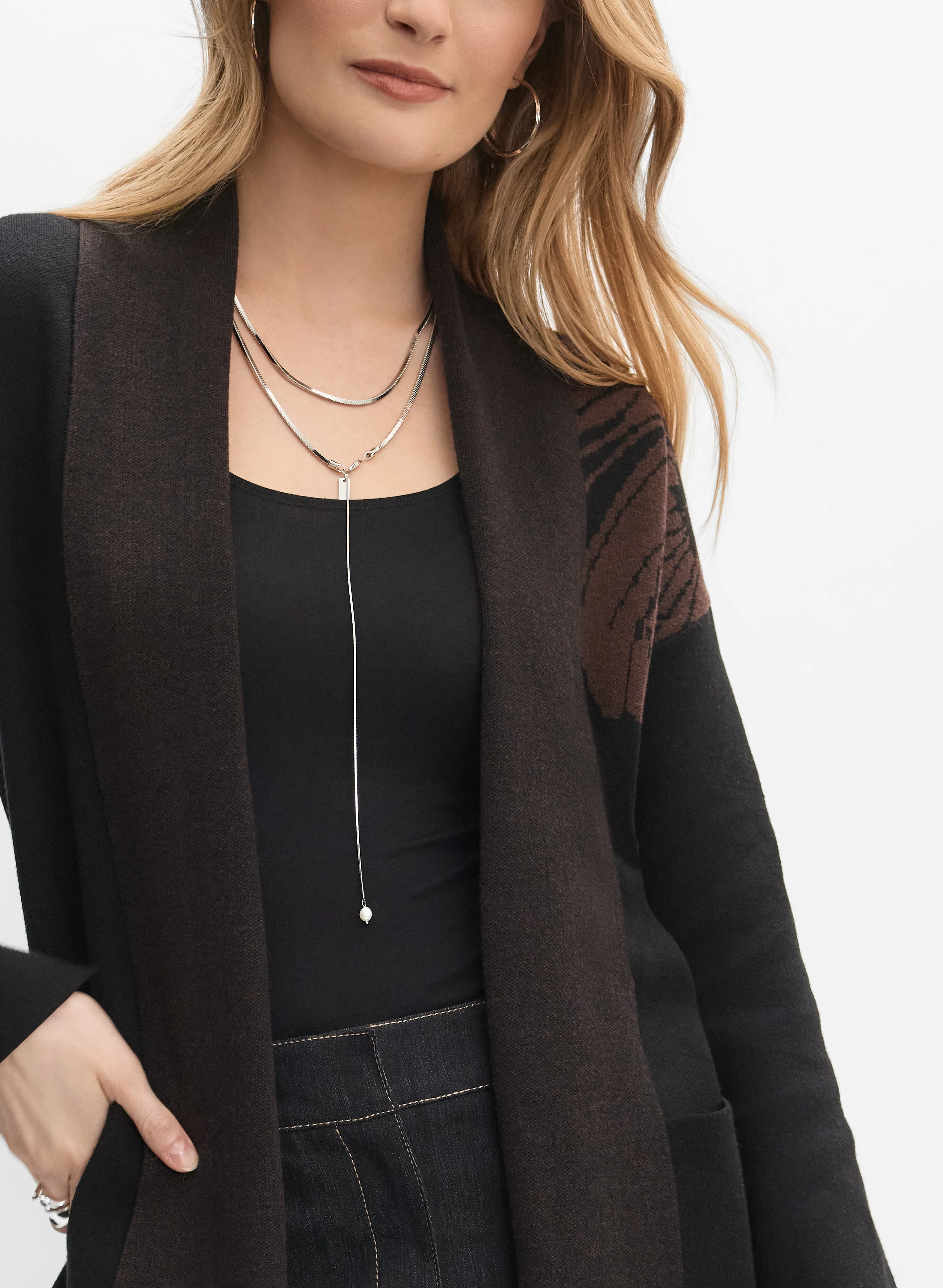 Long Floral Detail Cardigan - Image 2