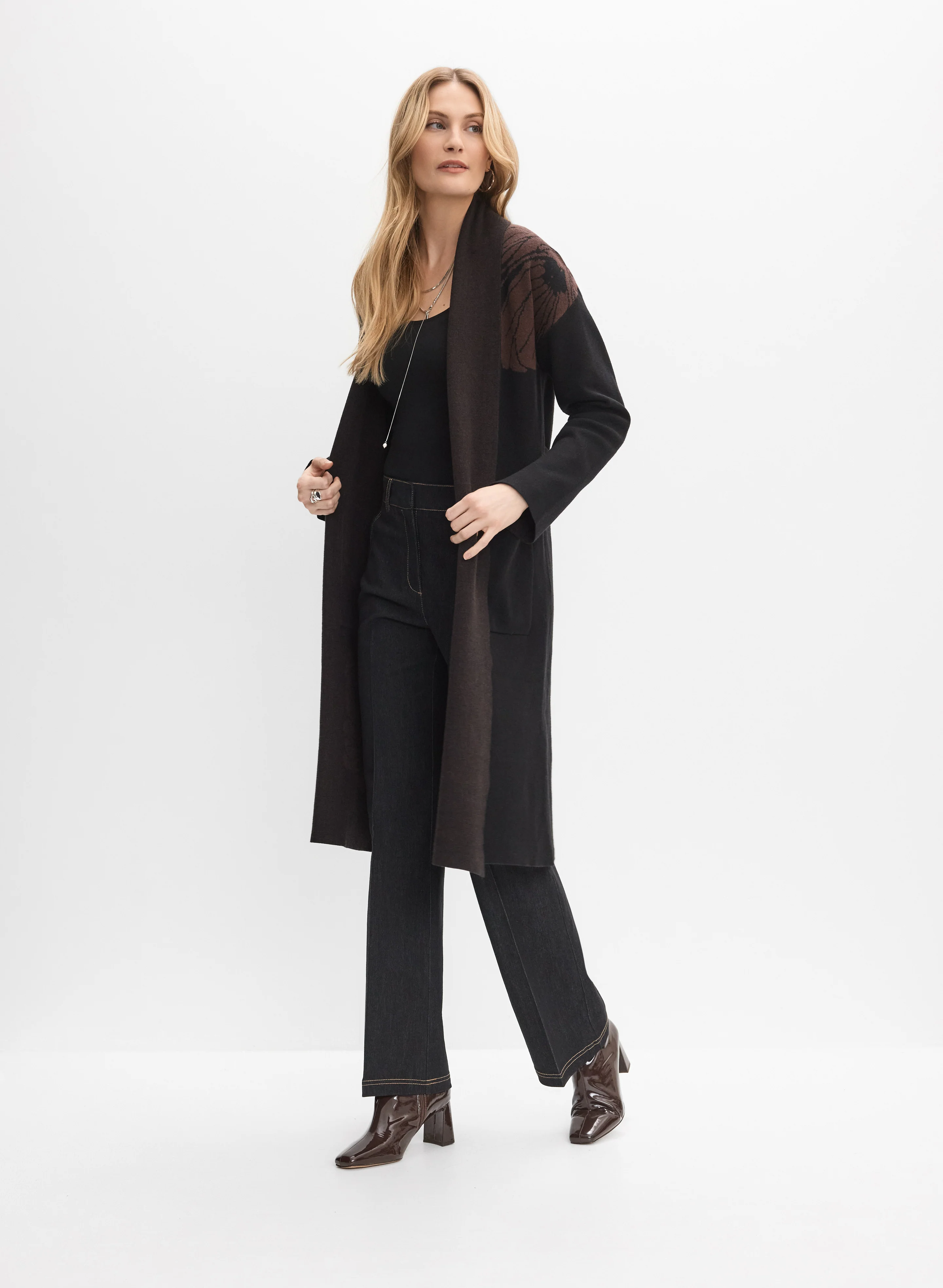 Long Floral Detail Cardigan - Image 3