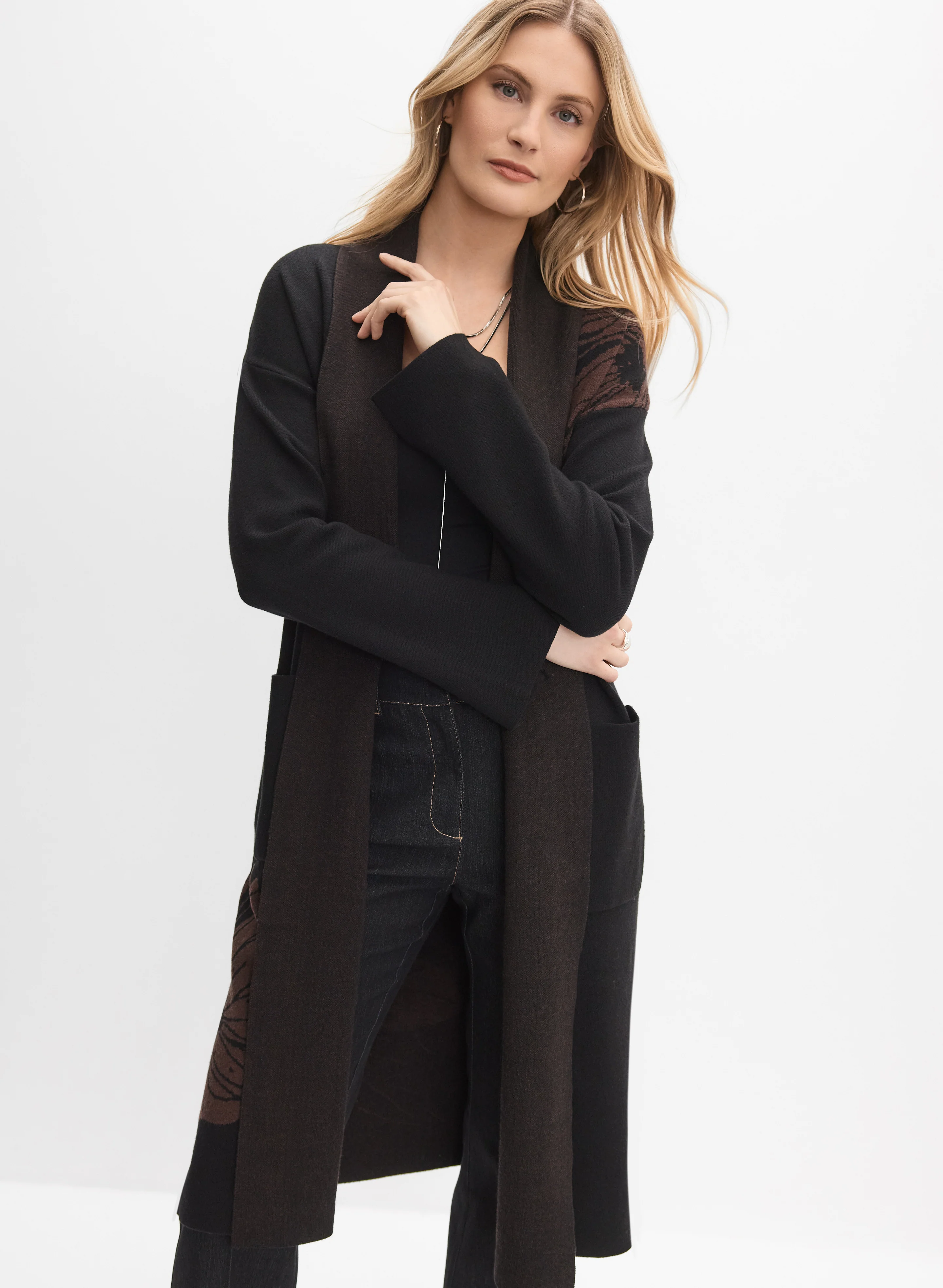Long Floral Detail Cardigan - Image 5