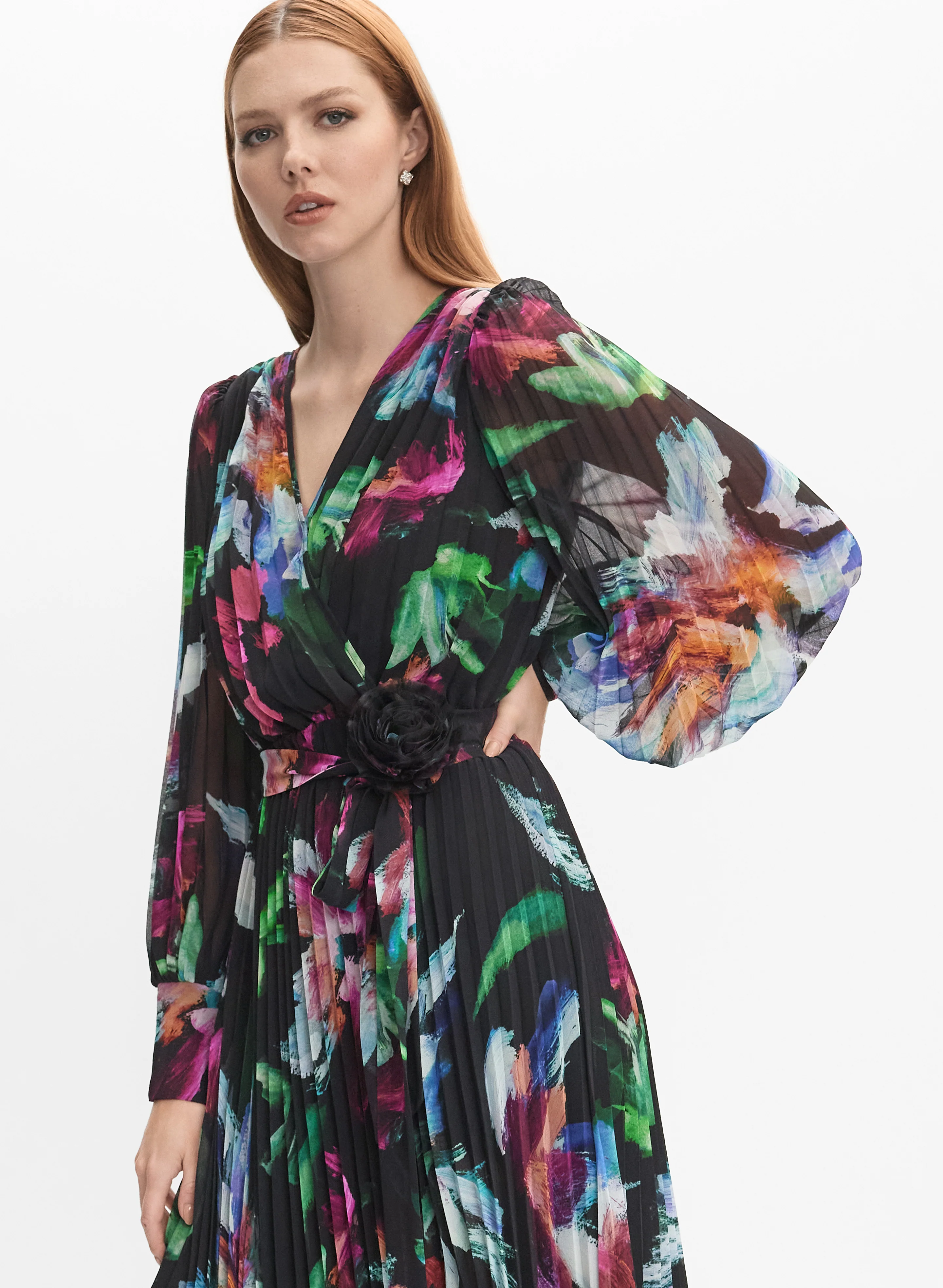 Floral Plissé Dress - Image 7