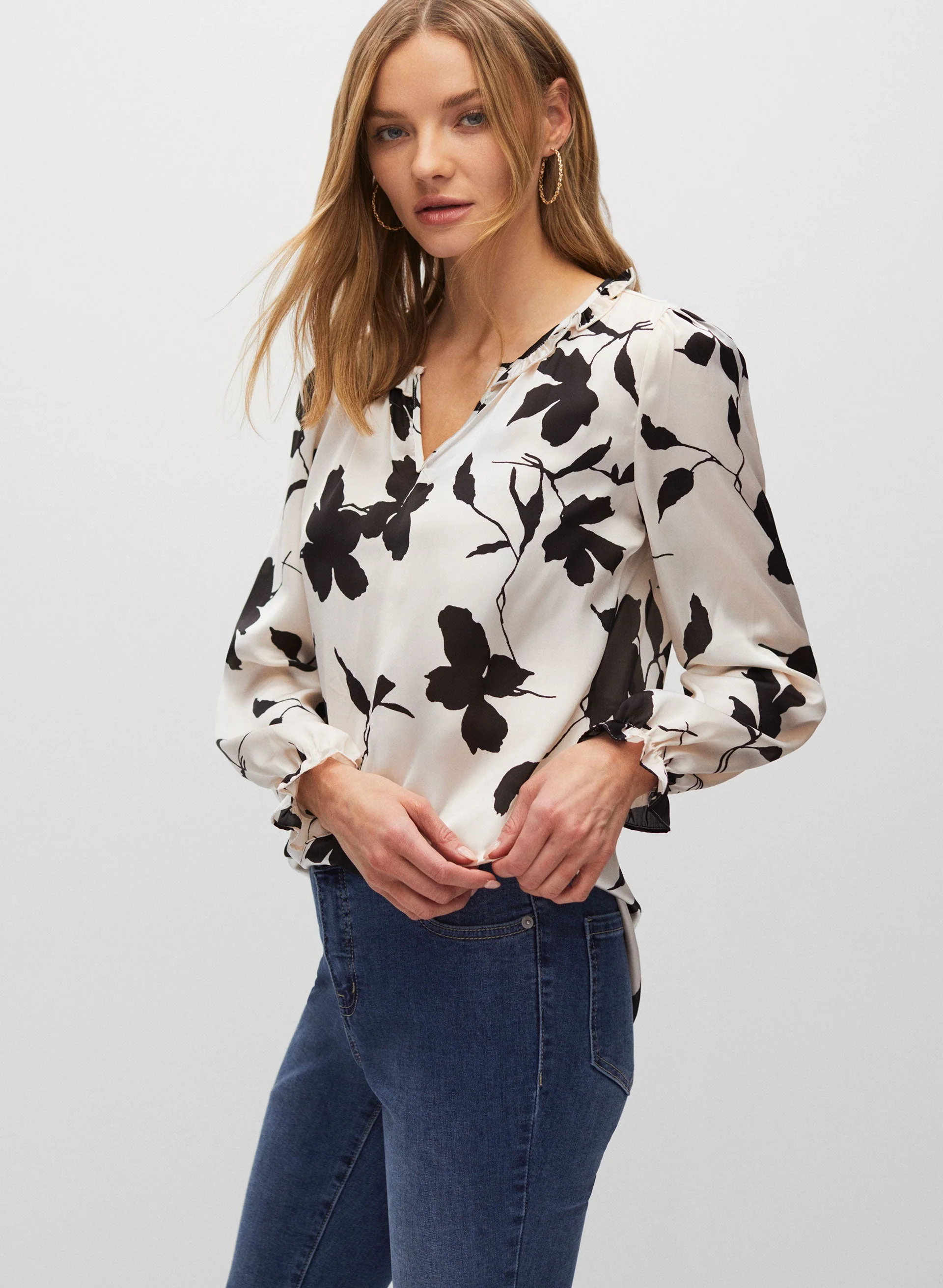 Floral Print Ruffle Detail Blouse - Image 2