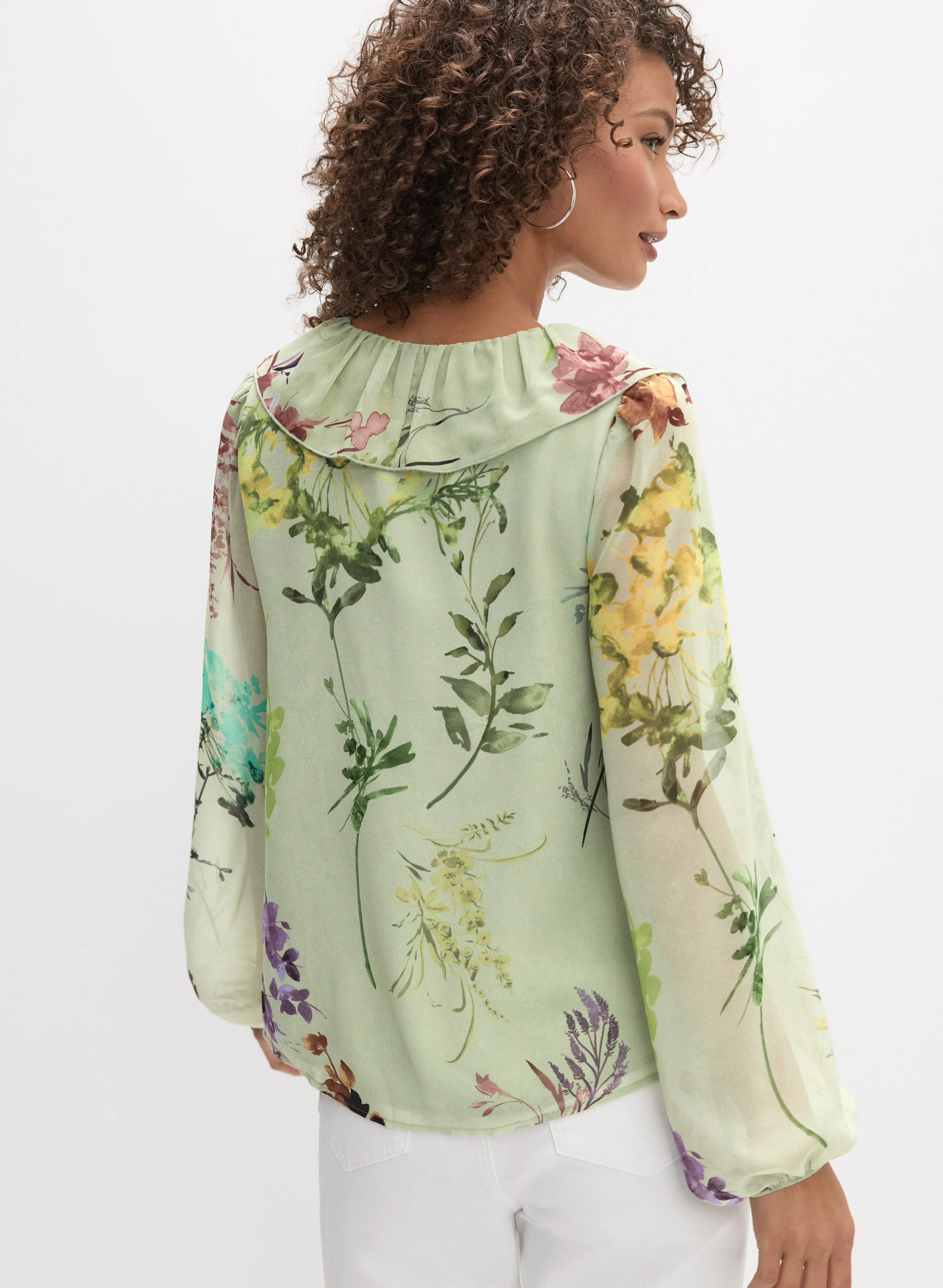 Floral Ruffle Front Blouse - Image 4