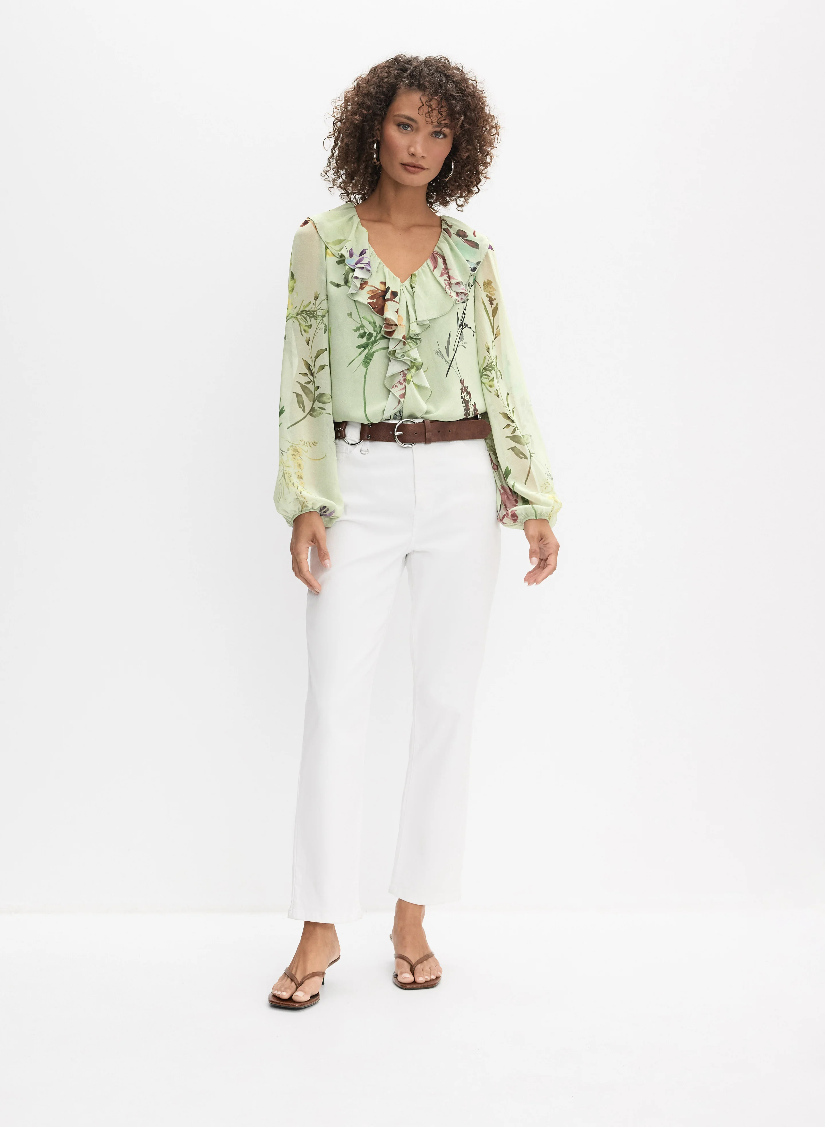 Floral Ruffle Front Blouse - Image 8