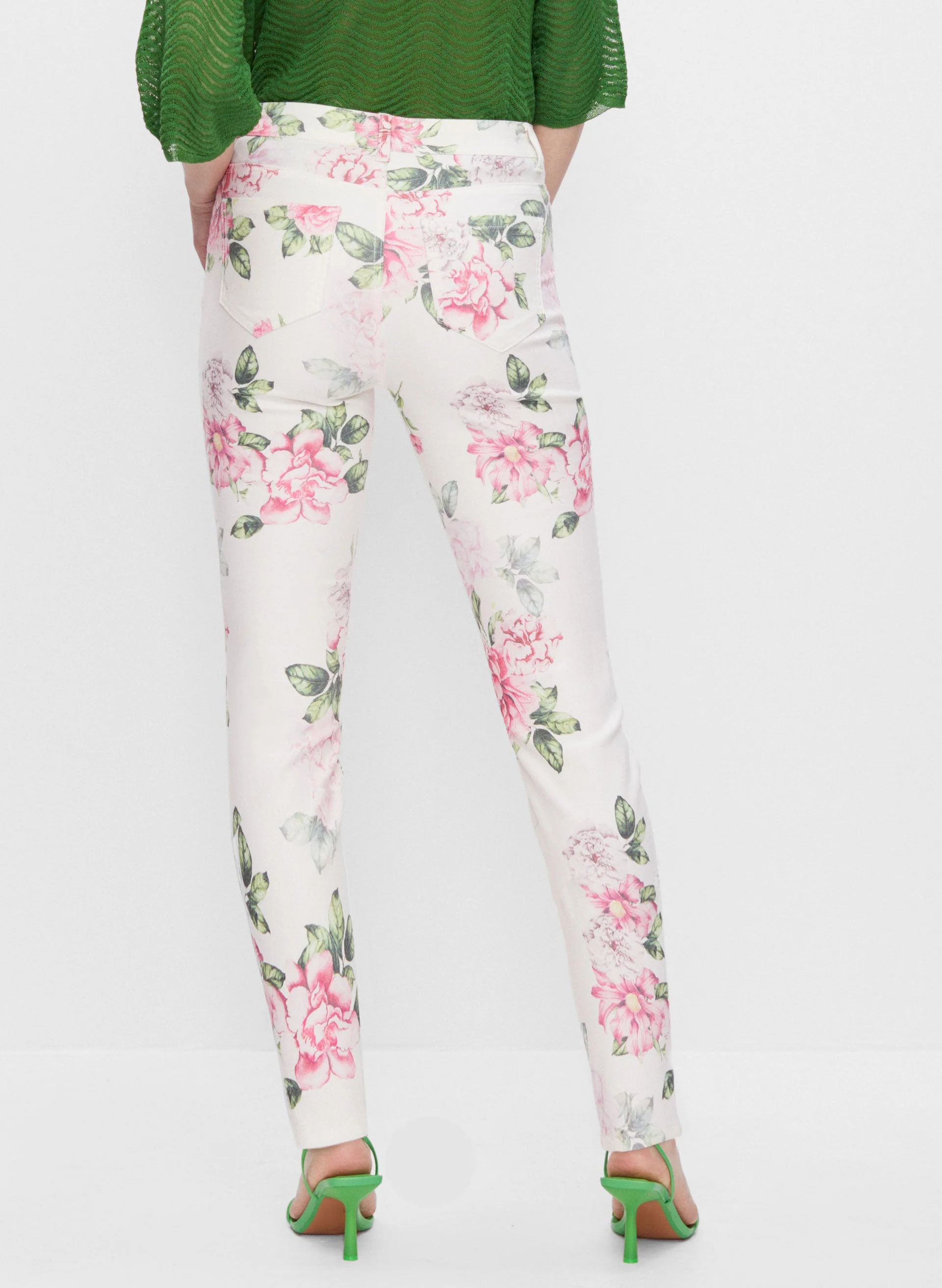 Floral Motif Slim Leg Jeans - Image 2