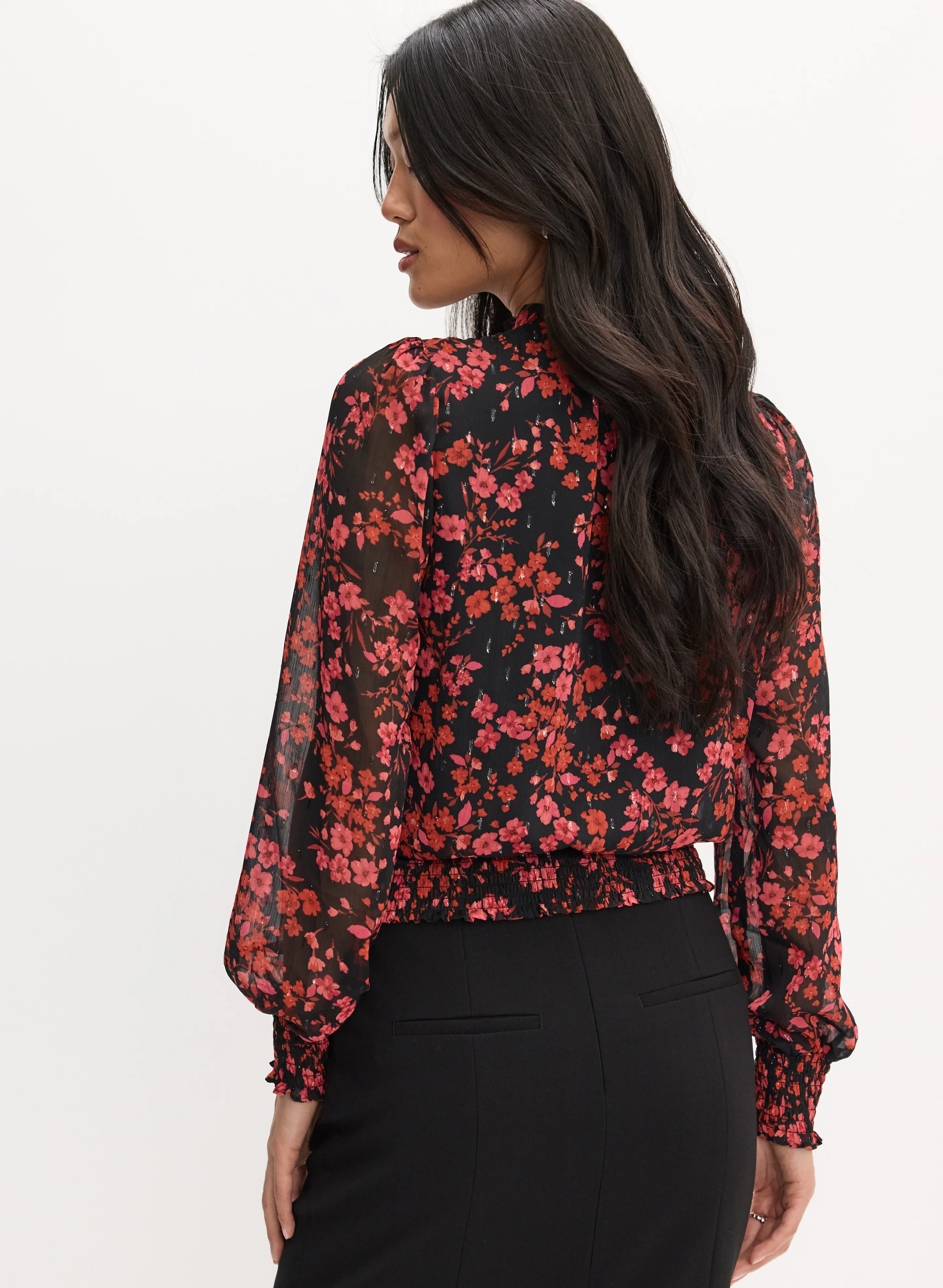 Floral Smocked Detail Blouse - Image 4