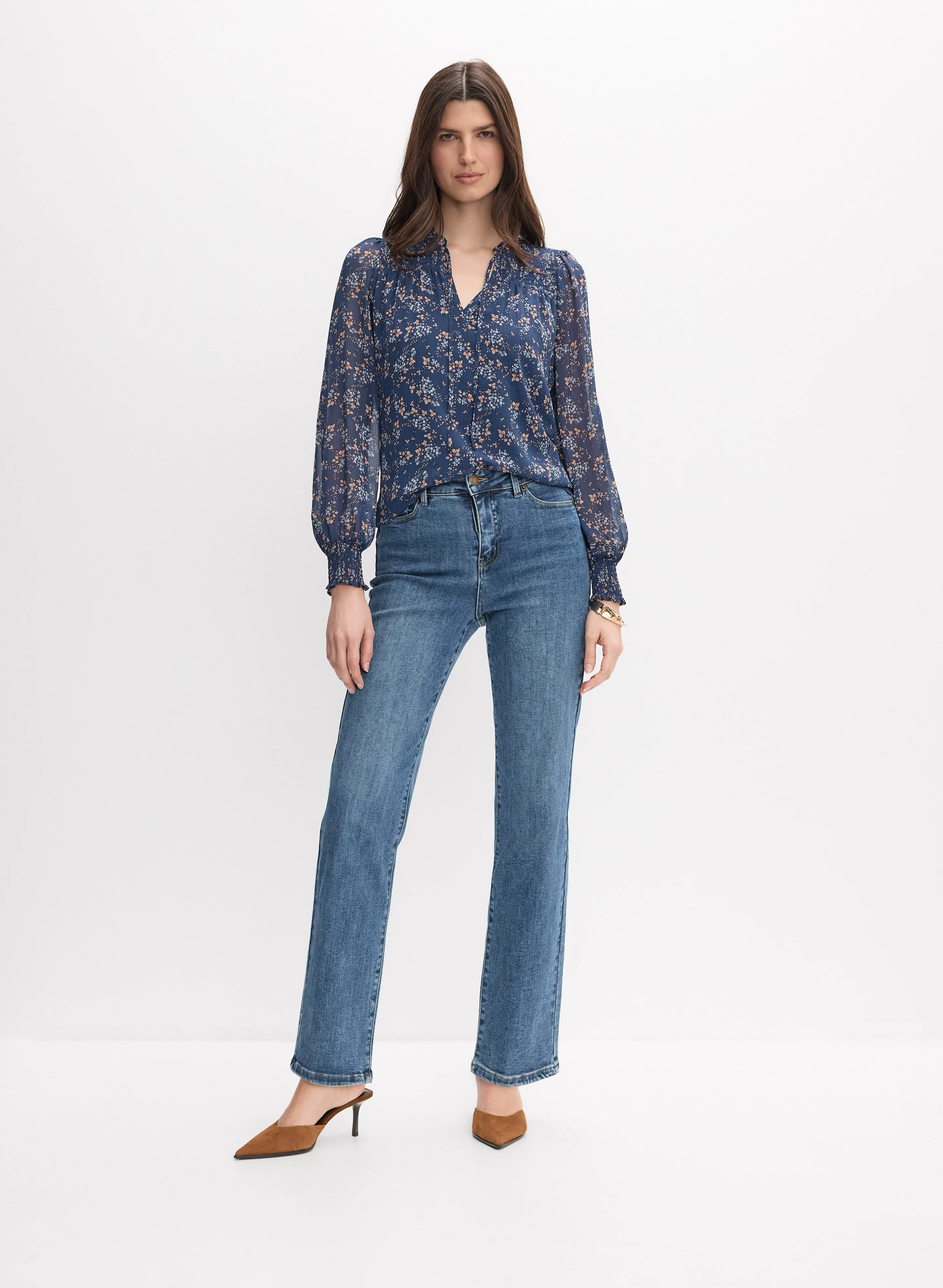 Floral Split Neck Blouse - Image 3
