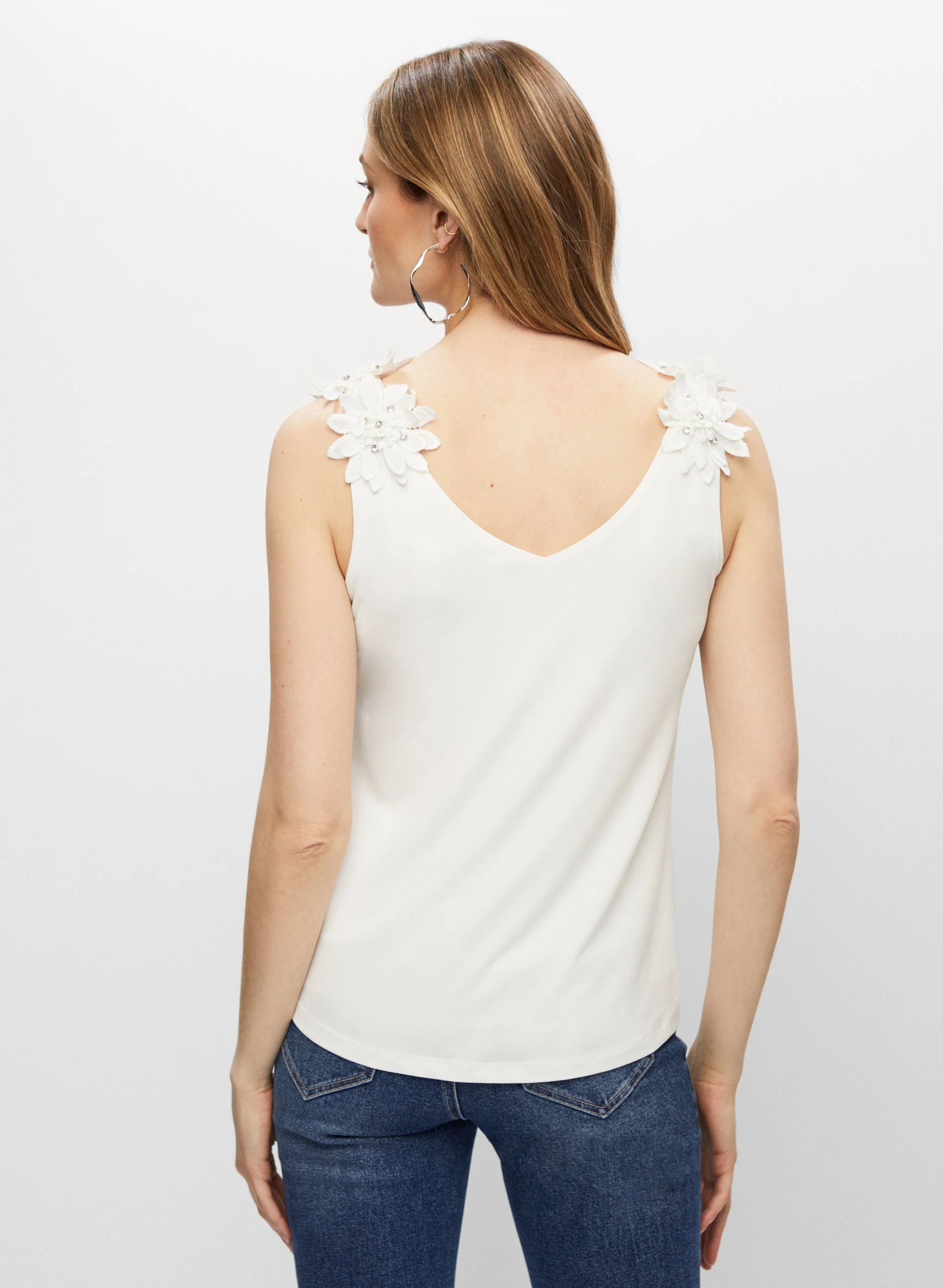 Flower Strap Crystal Detail Top - Image 3
