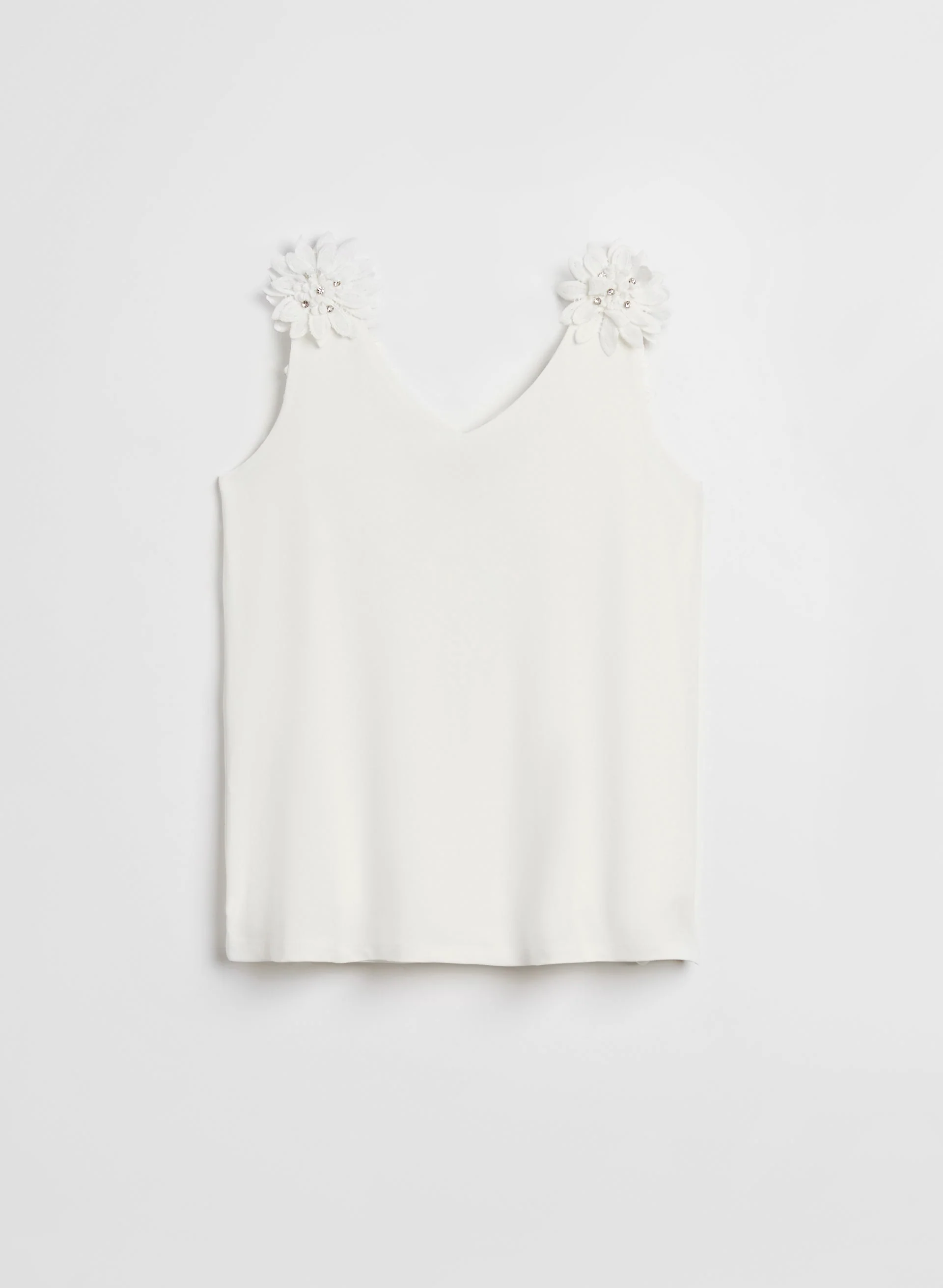 Flower Strap Crystal Detail Top - Image 6