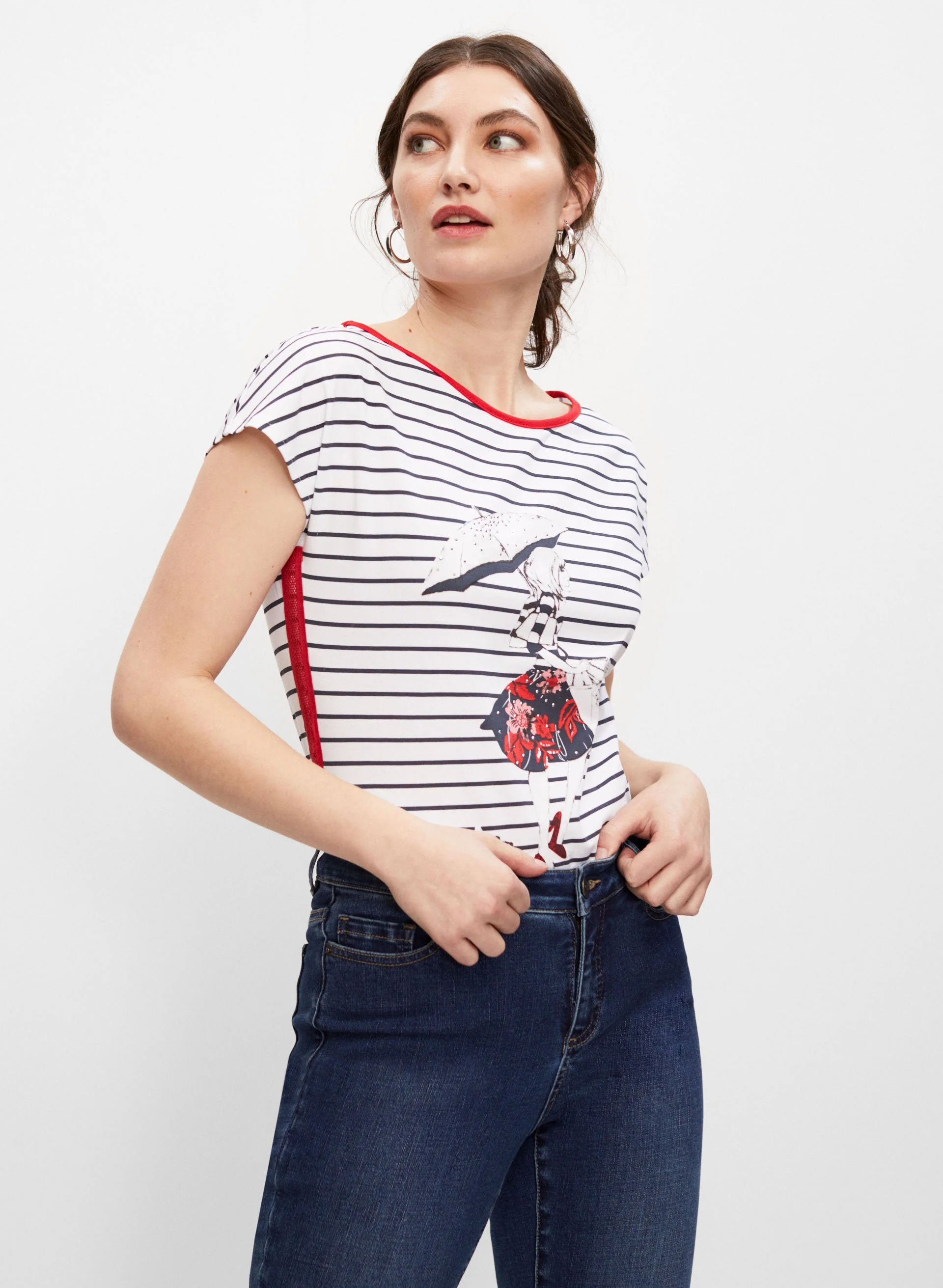 Frank Lyman - Stripe Print Graphic Tee - Image 5