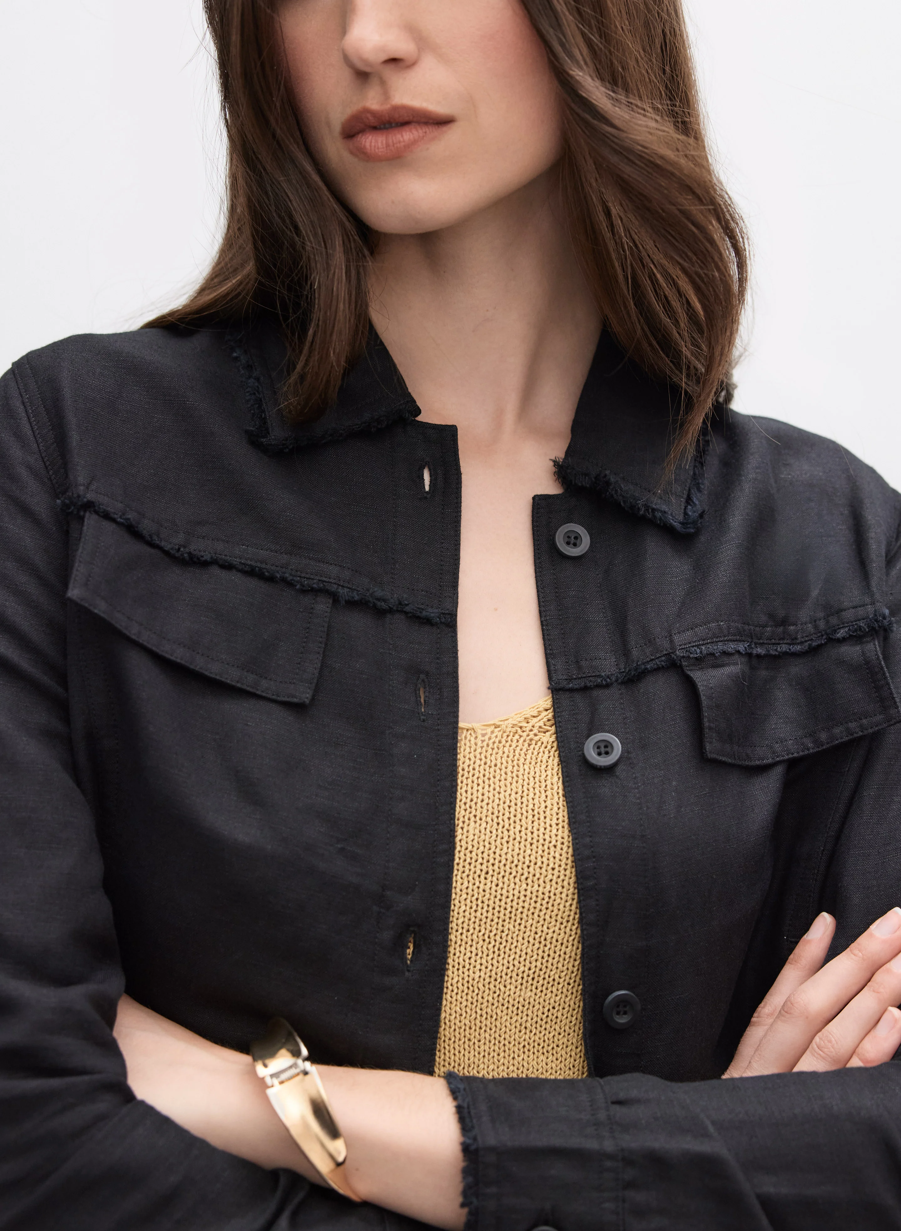 Frayed Linen-Blend Jacket - Image 2