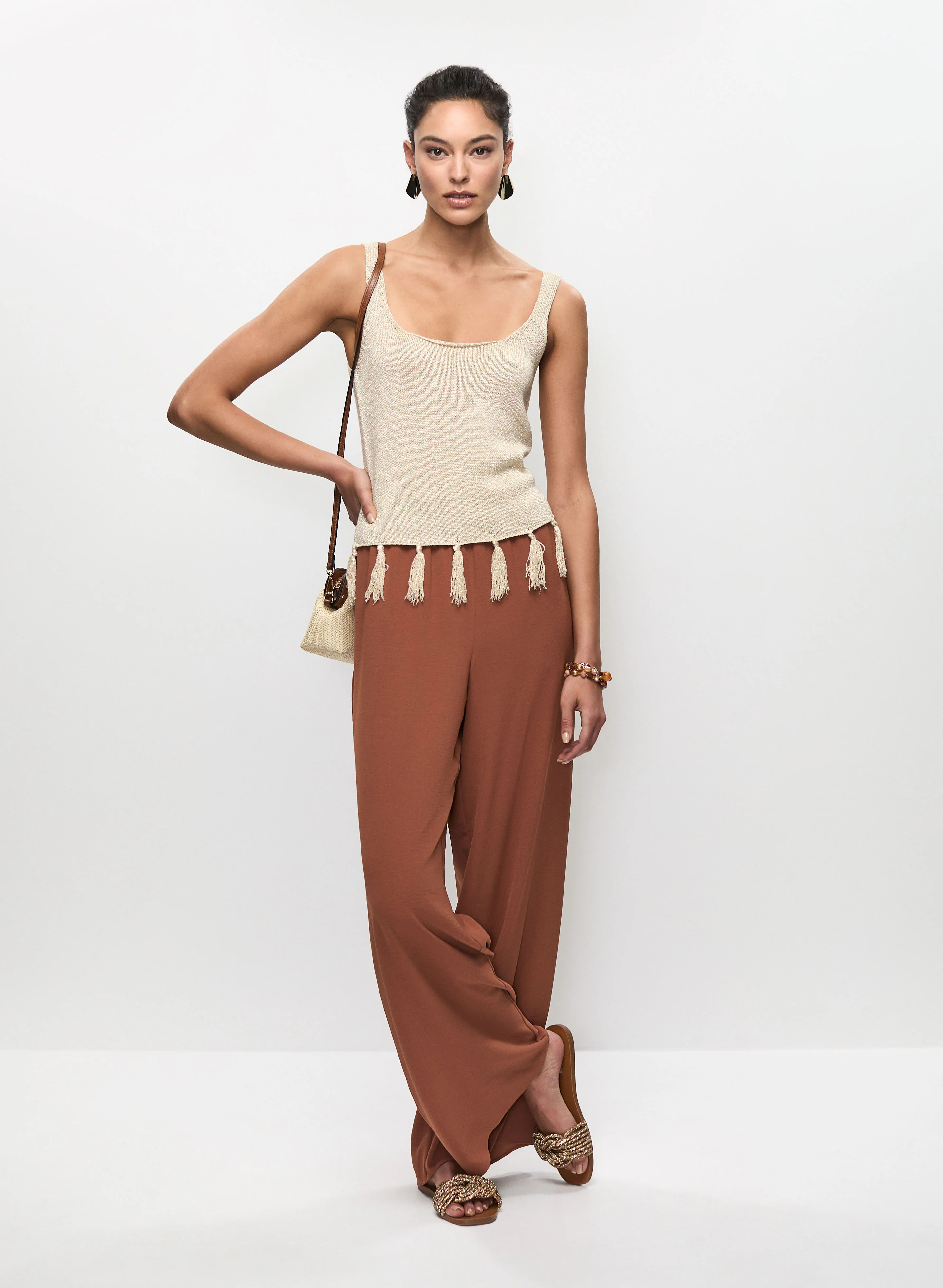 Fringe Tank Top & Wide Leg Pants