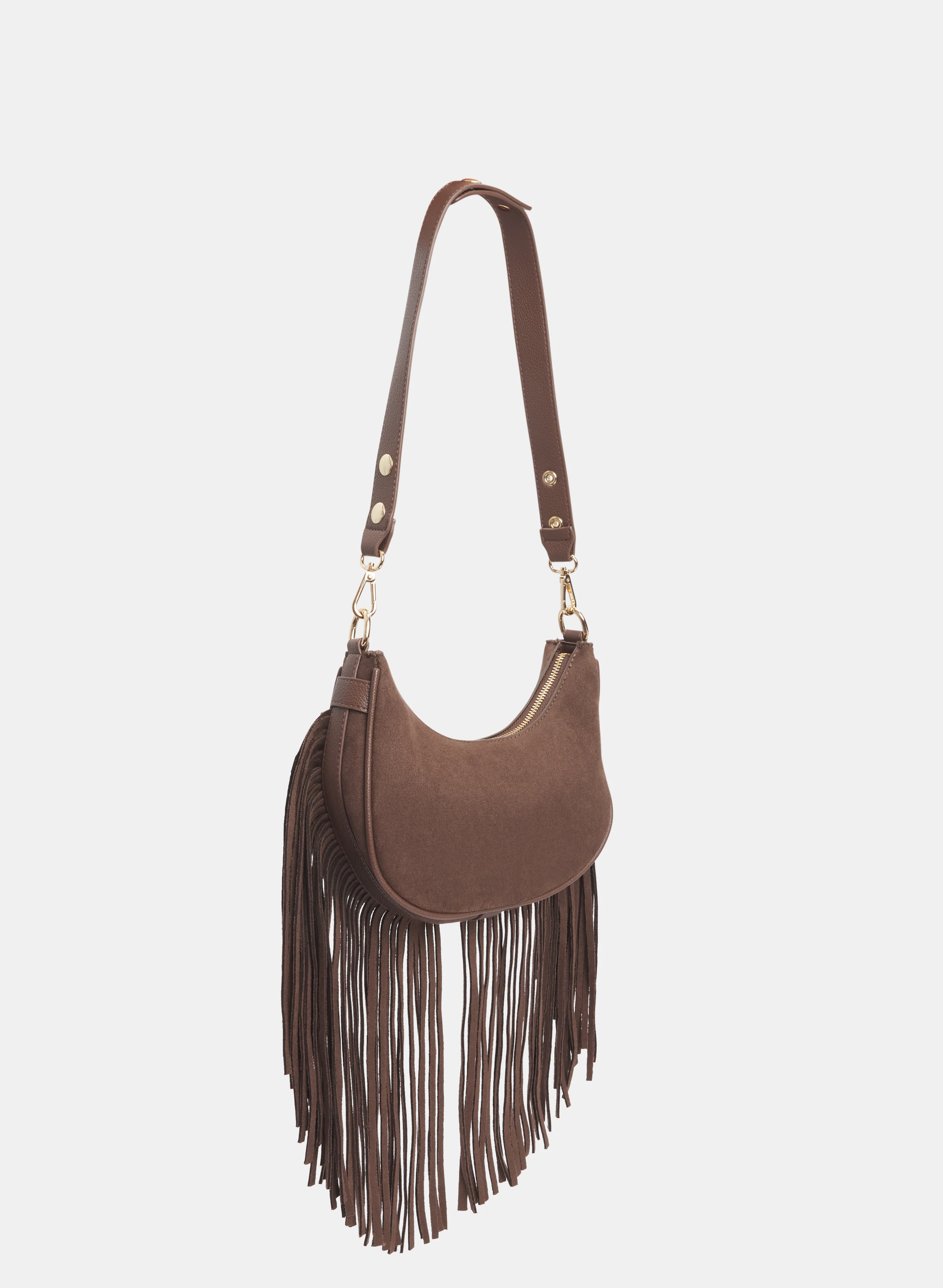 Fringed Faux-Suede Shoulder Bag - Image 3