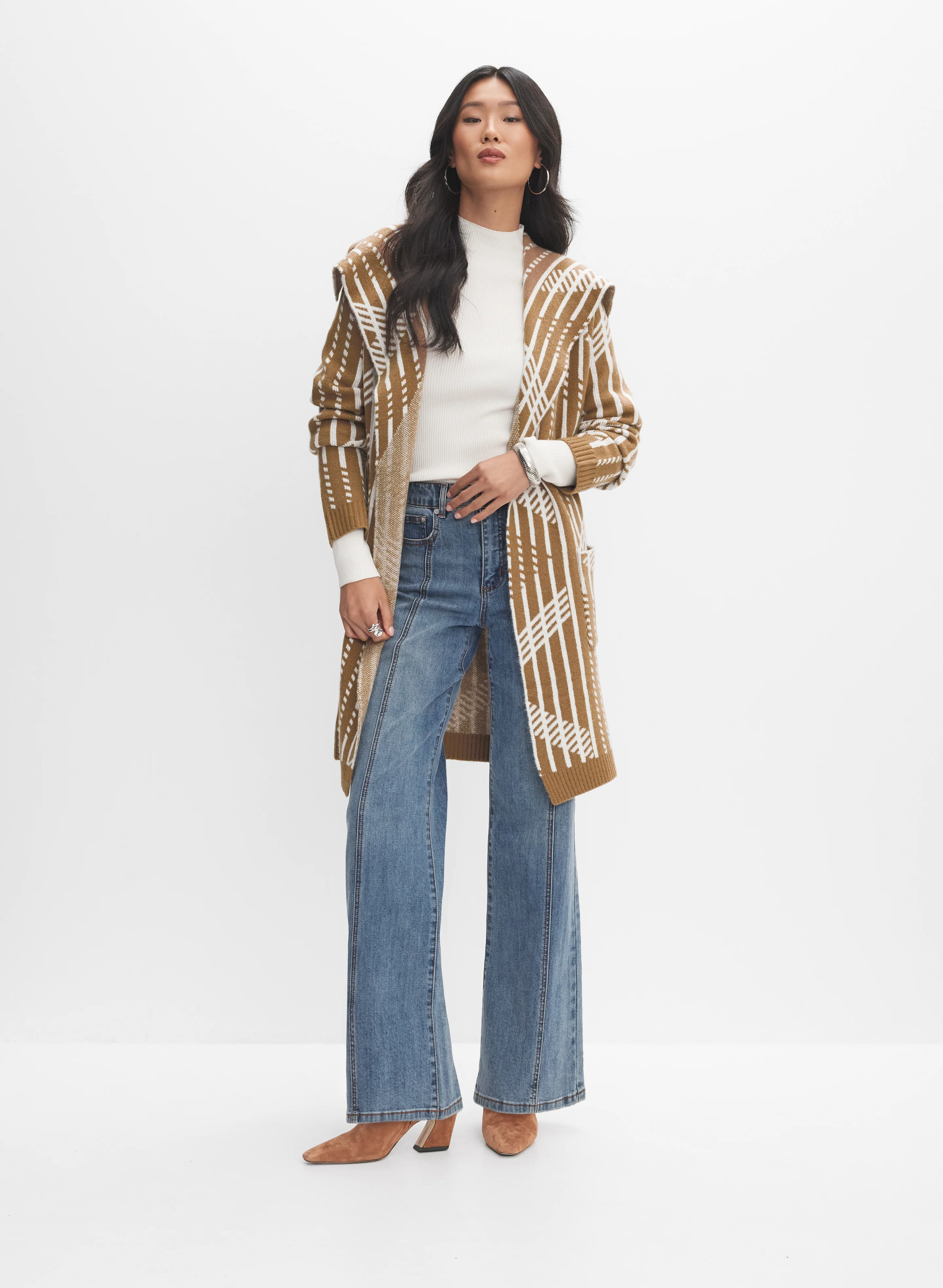 Geometric Open-Front Cardigan - Image 3