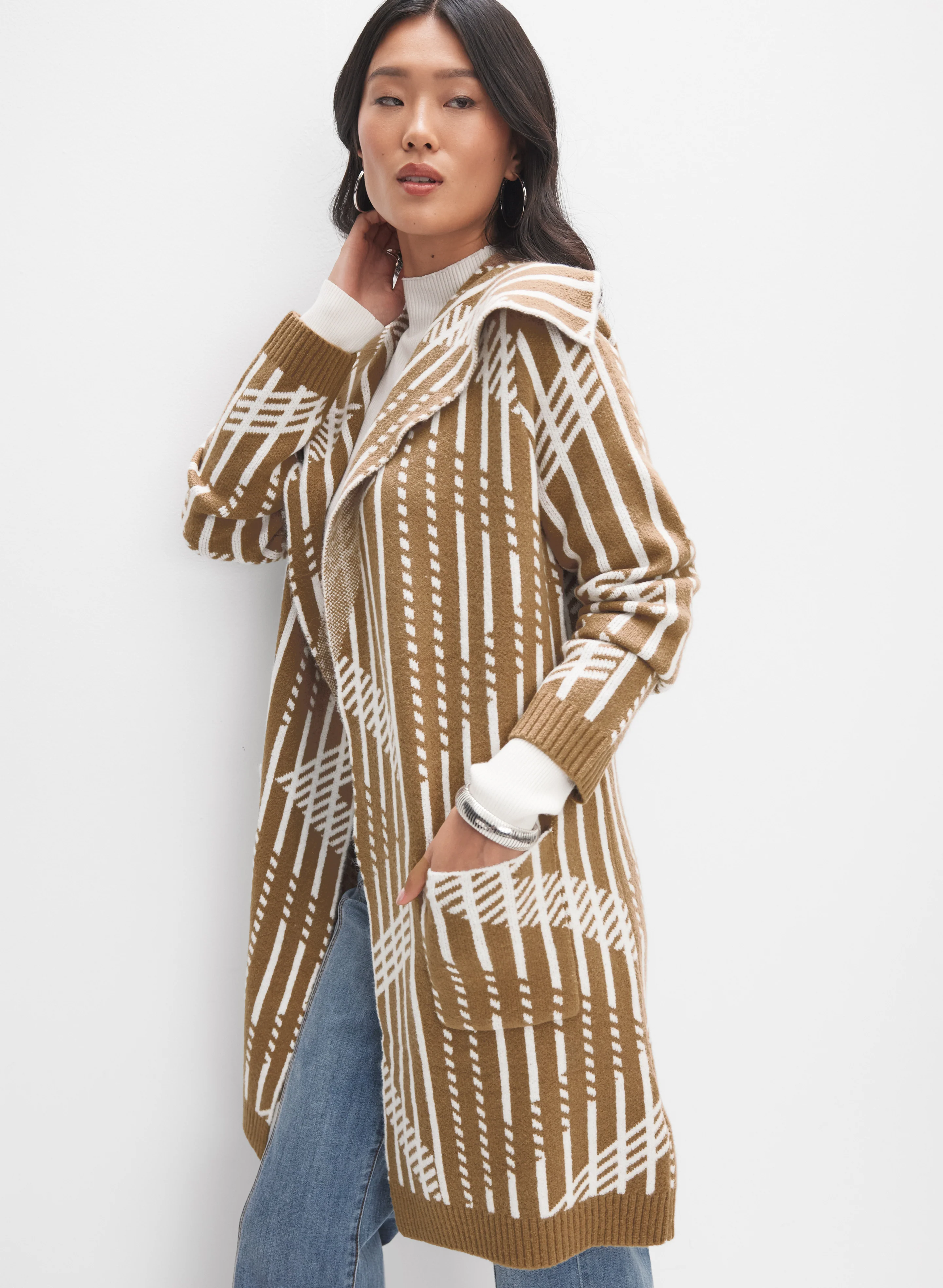 Geometric Open-Front Cardigan - Image 5