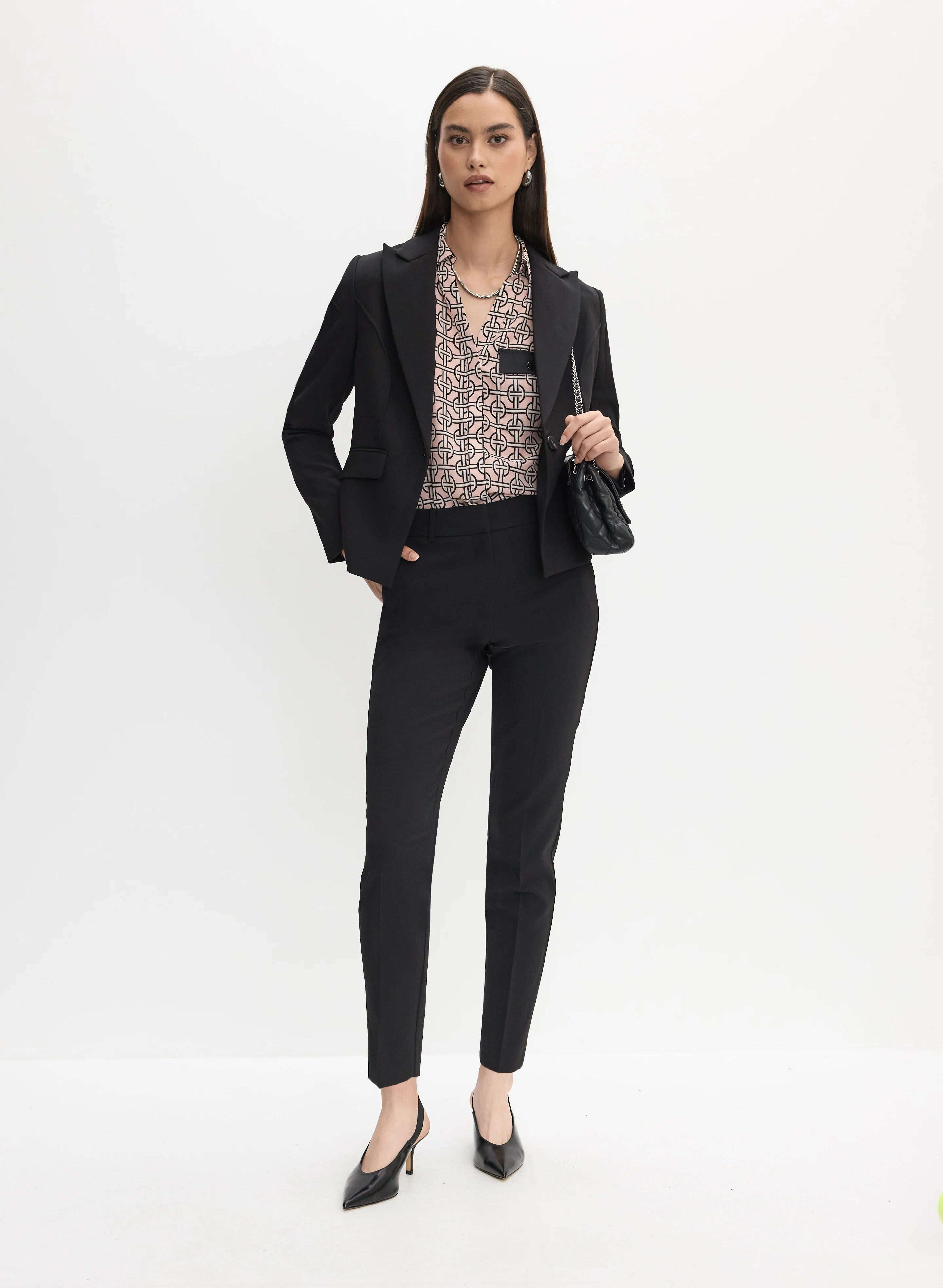 Geometric Print Long Sleeve Blouse - Image 3