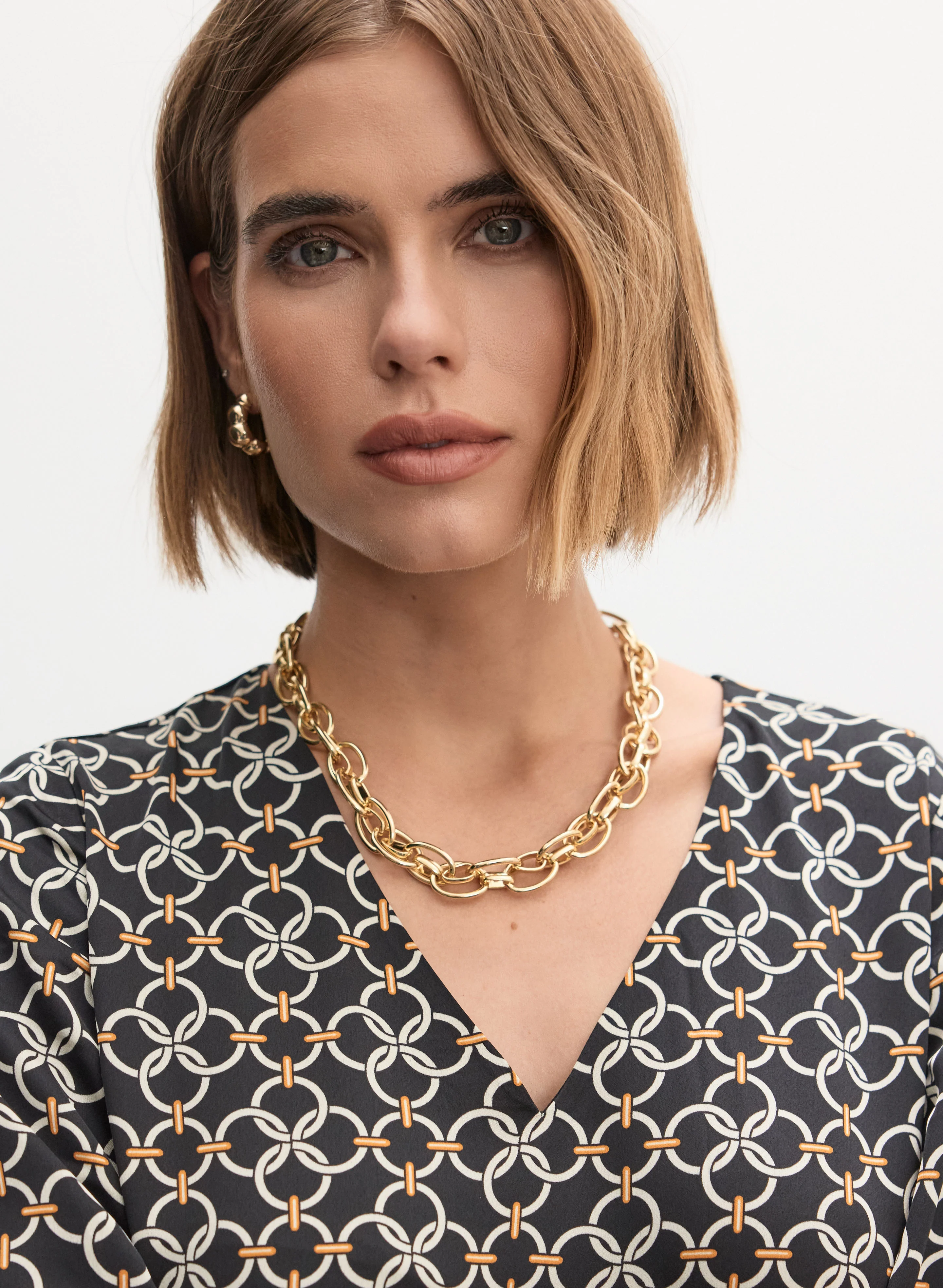 Geometric Print Long Sleeve Dress - Image 2