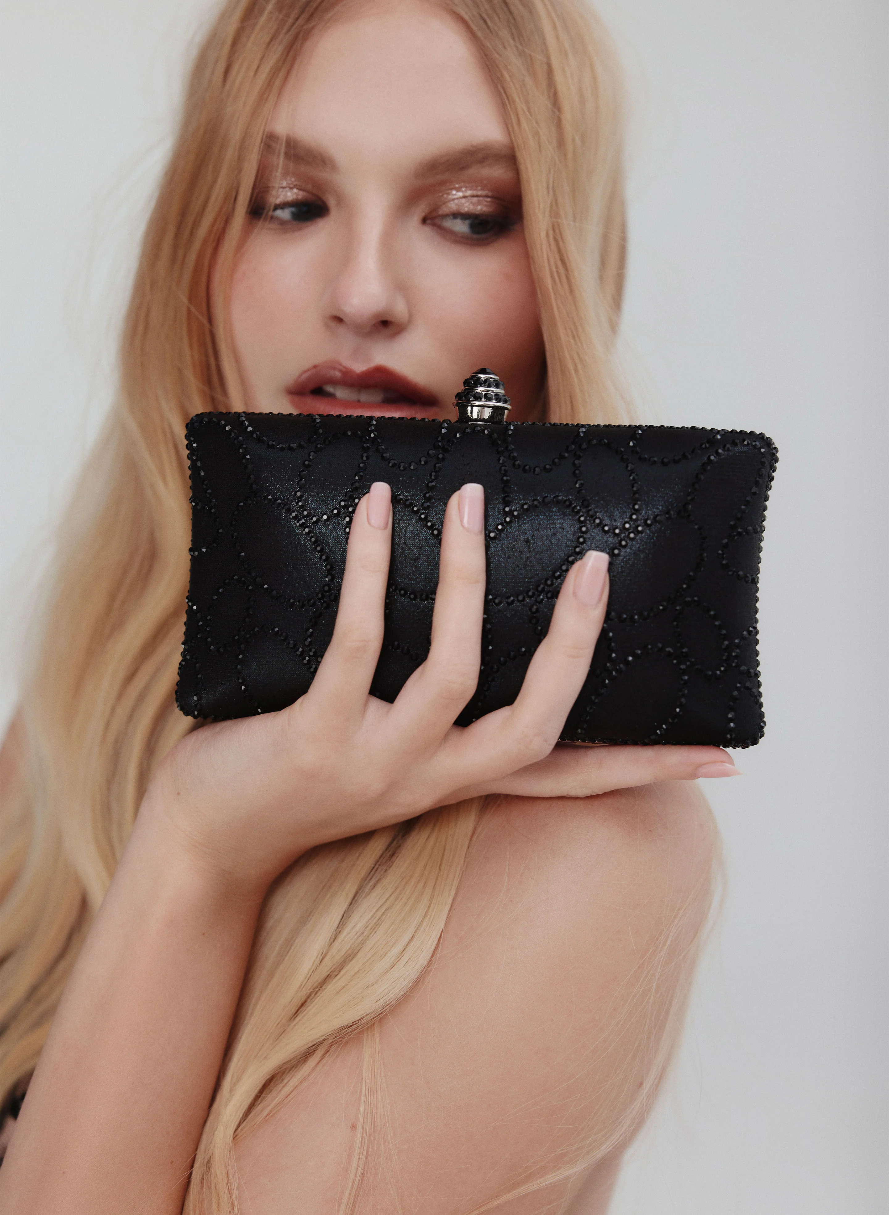 Geometric Rhinestone Box Clutch - Image 2
