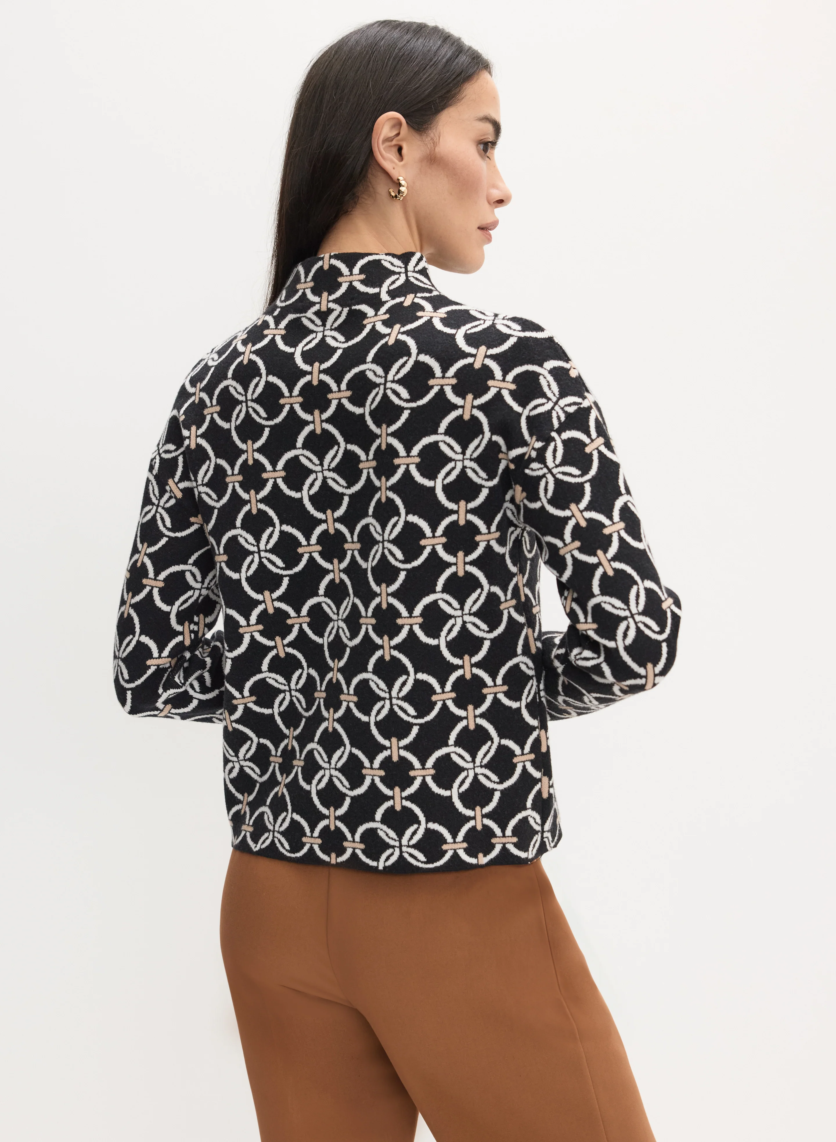 Geometric Mock Neck Sweater - Image 4