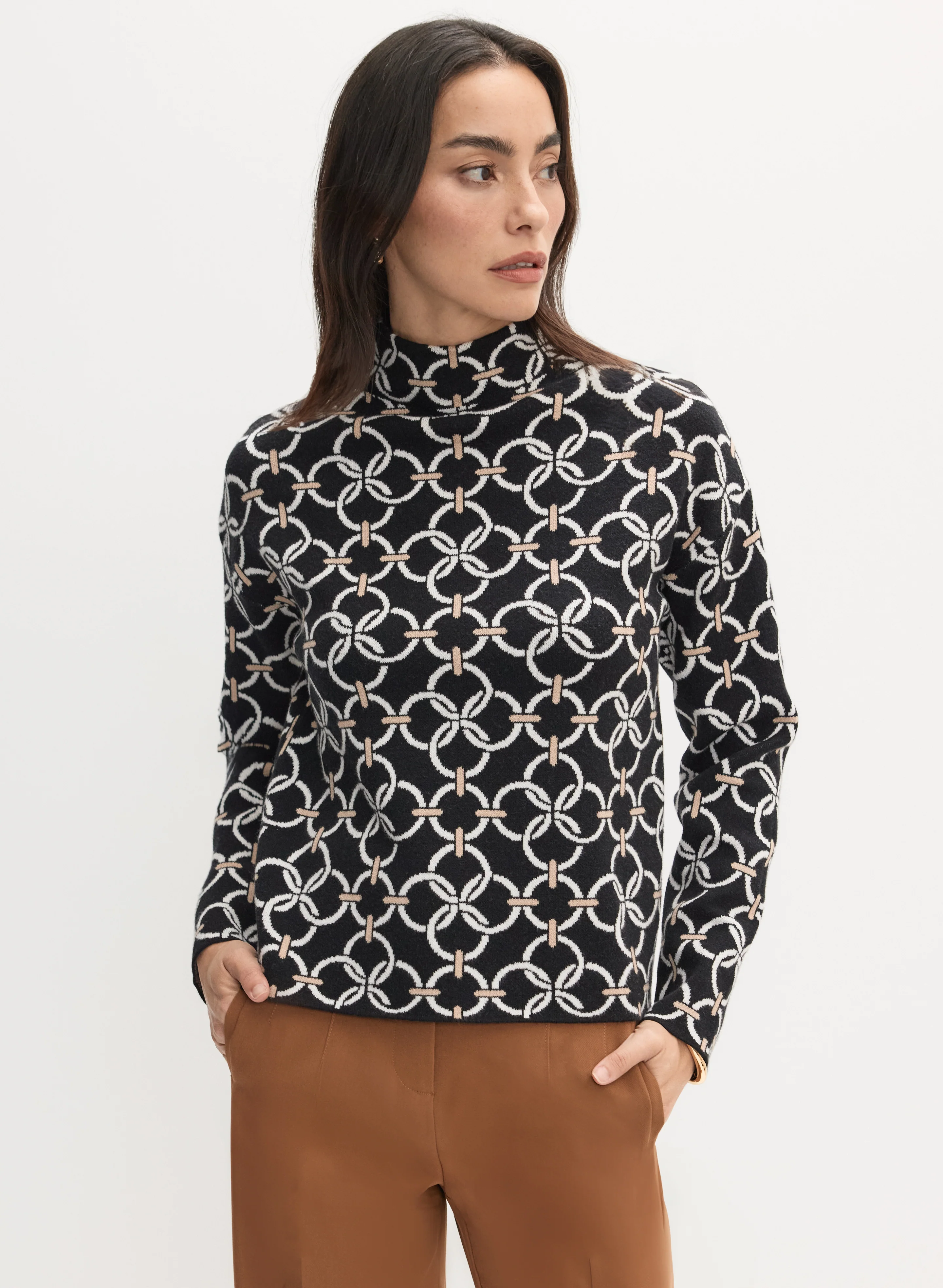 Geometric Mock Neck Sweater - Image 5