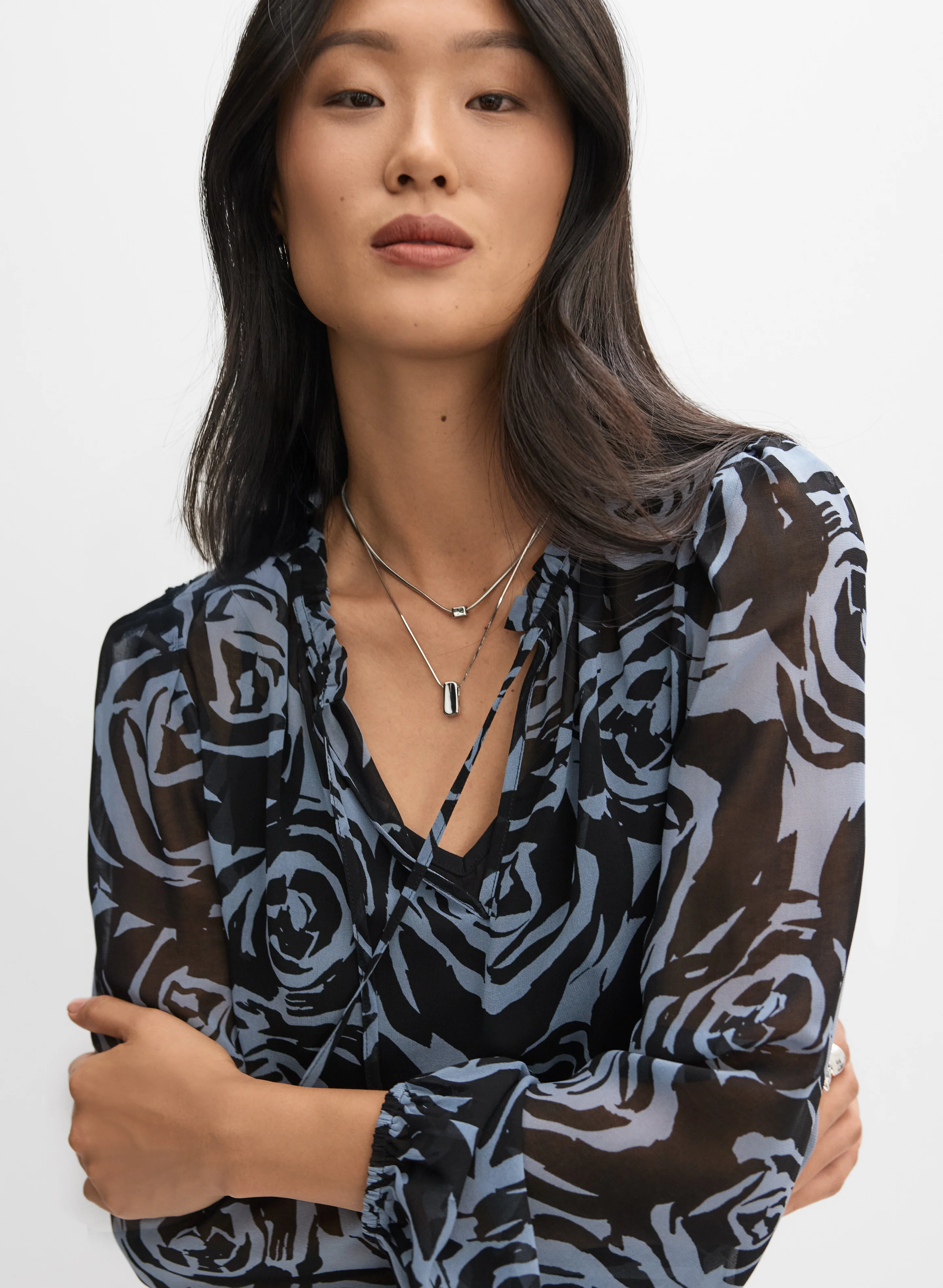 Graphic Rose Print Blouse - Image 2