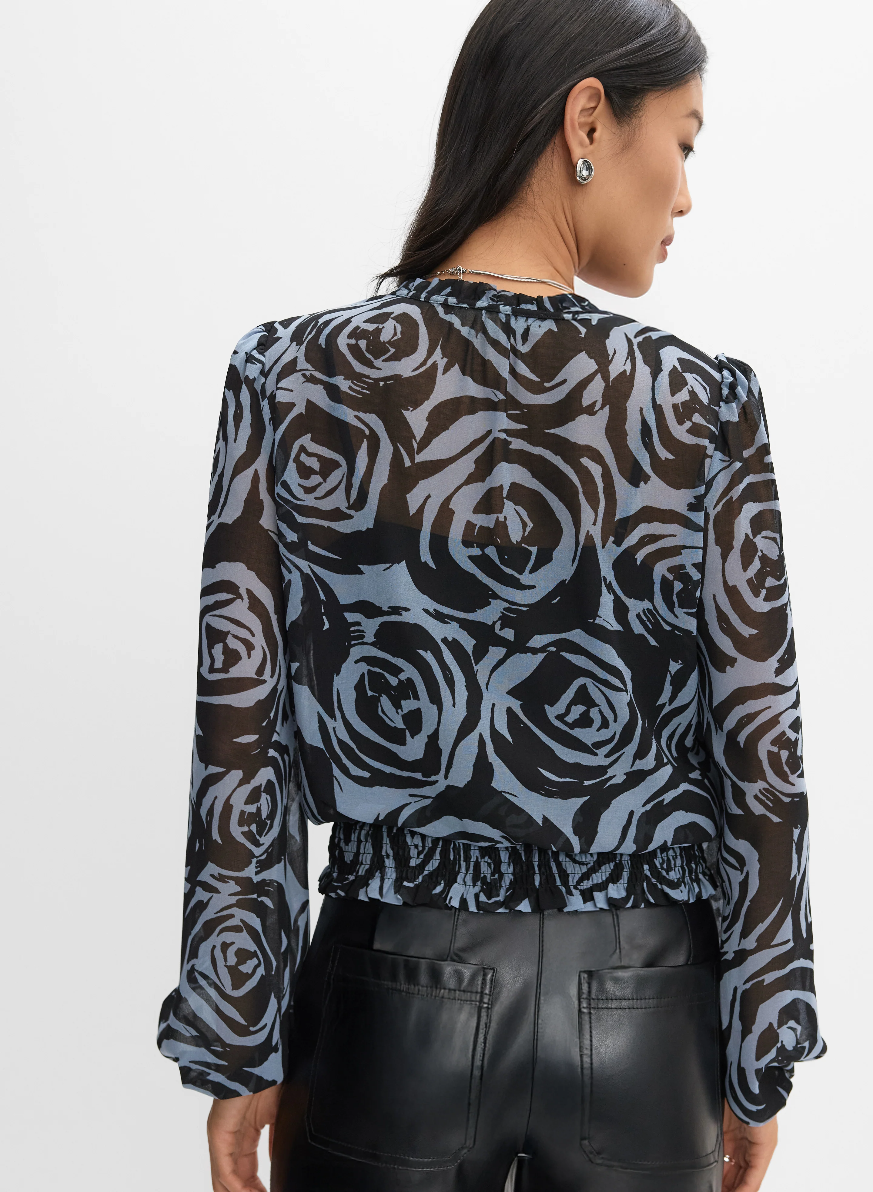 Graphic Rose Print Blouse - Image 4