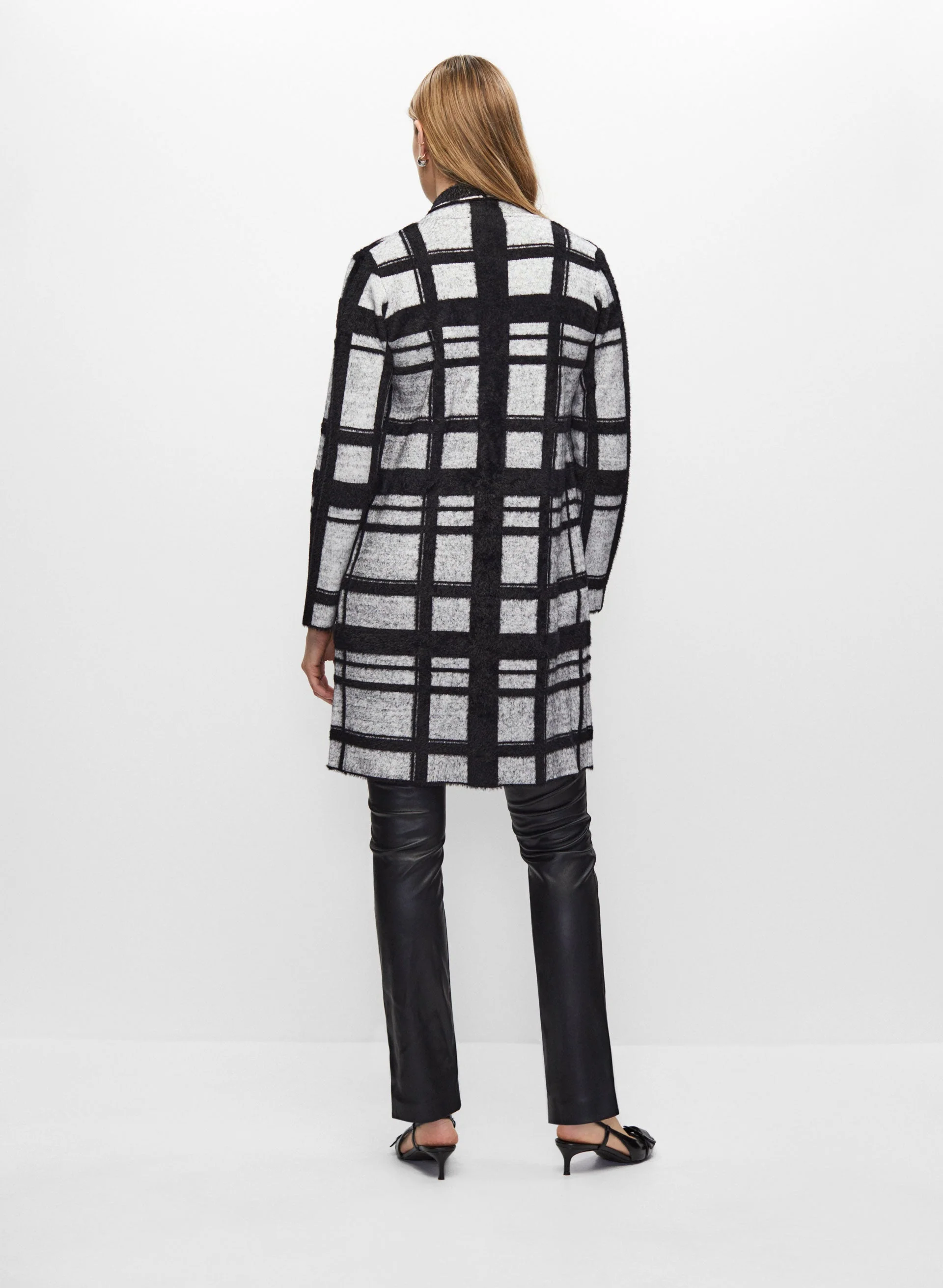 Joseph Ribkoff - Grid Motif Open Front Cardigan - Image 4