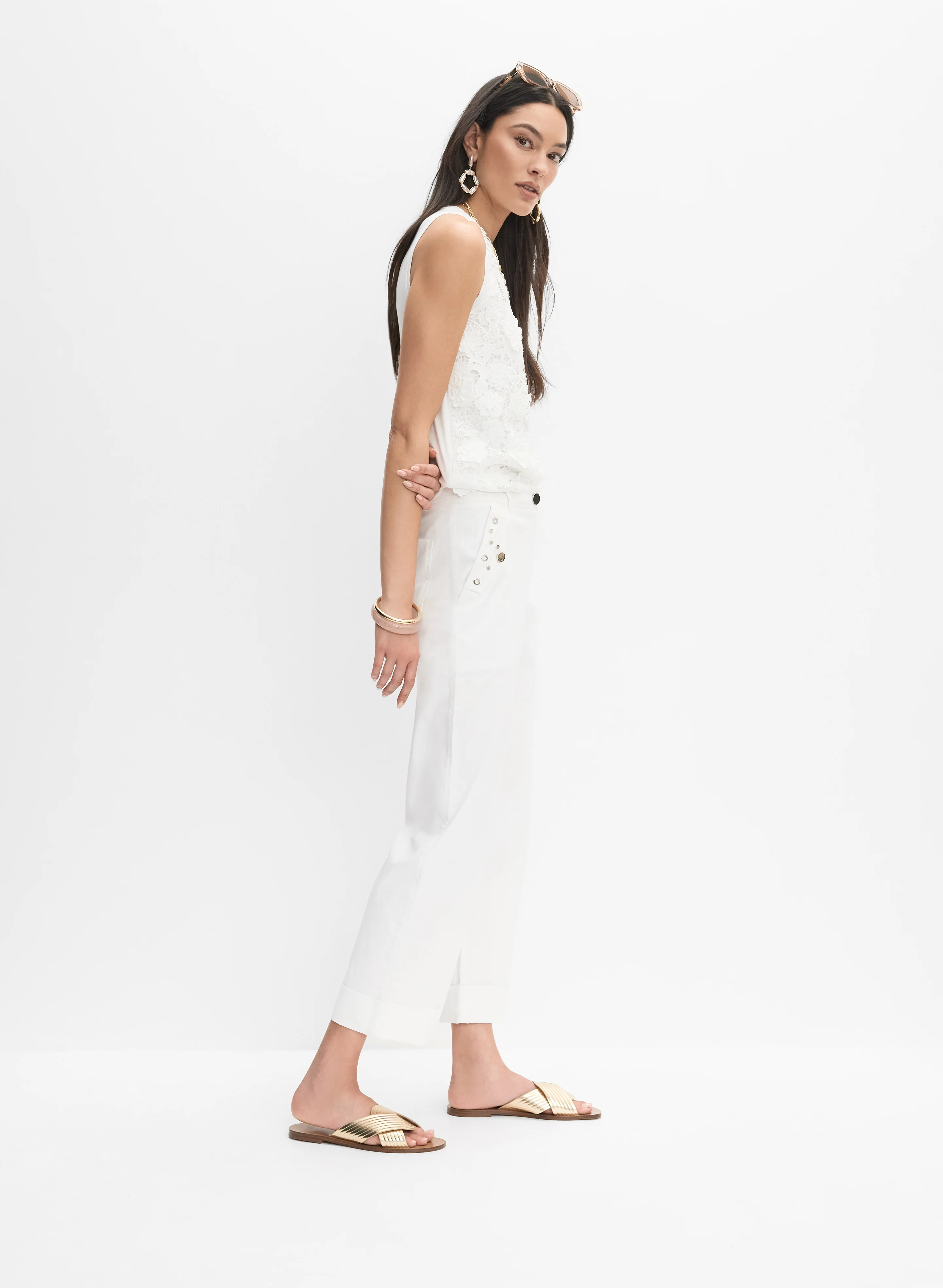 Grommet Embellished Straight-Leg Pants - Image 5