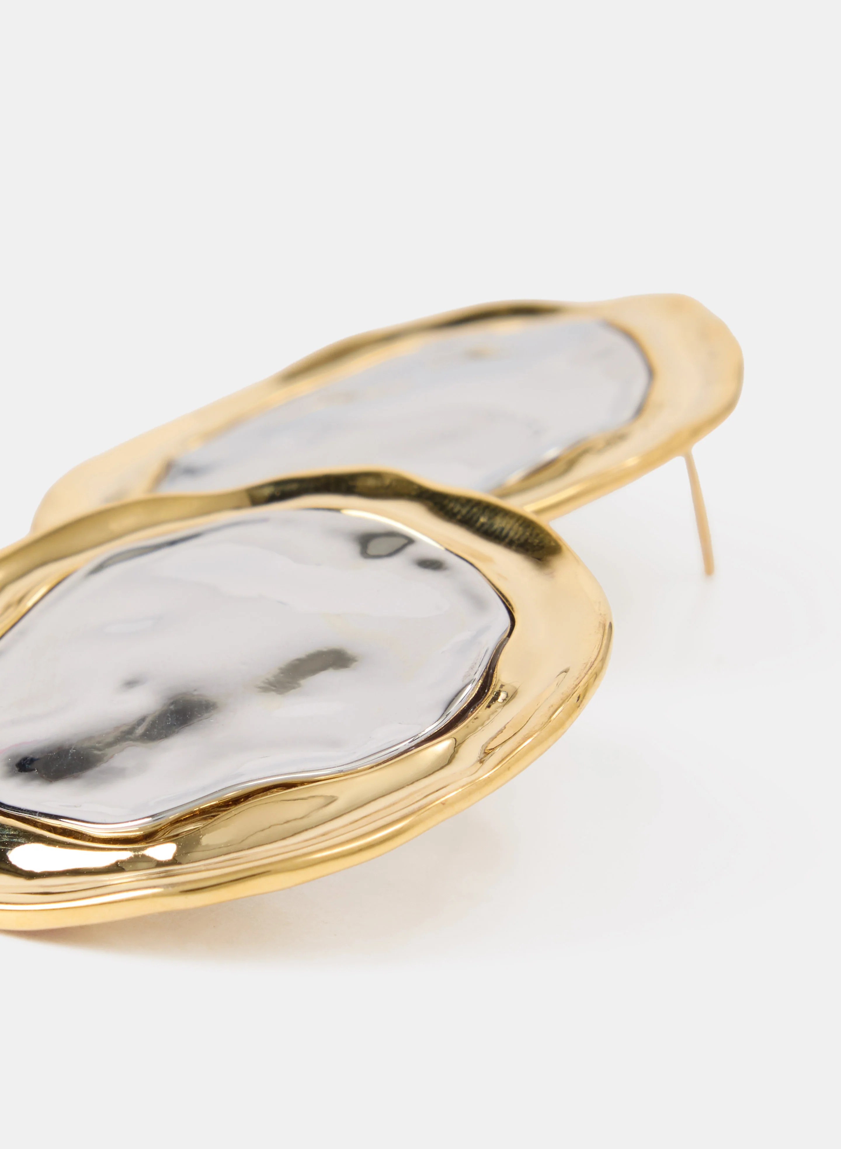 Hammered 2-Tone Earrings - Image 3
