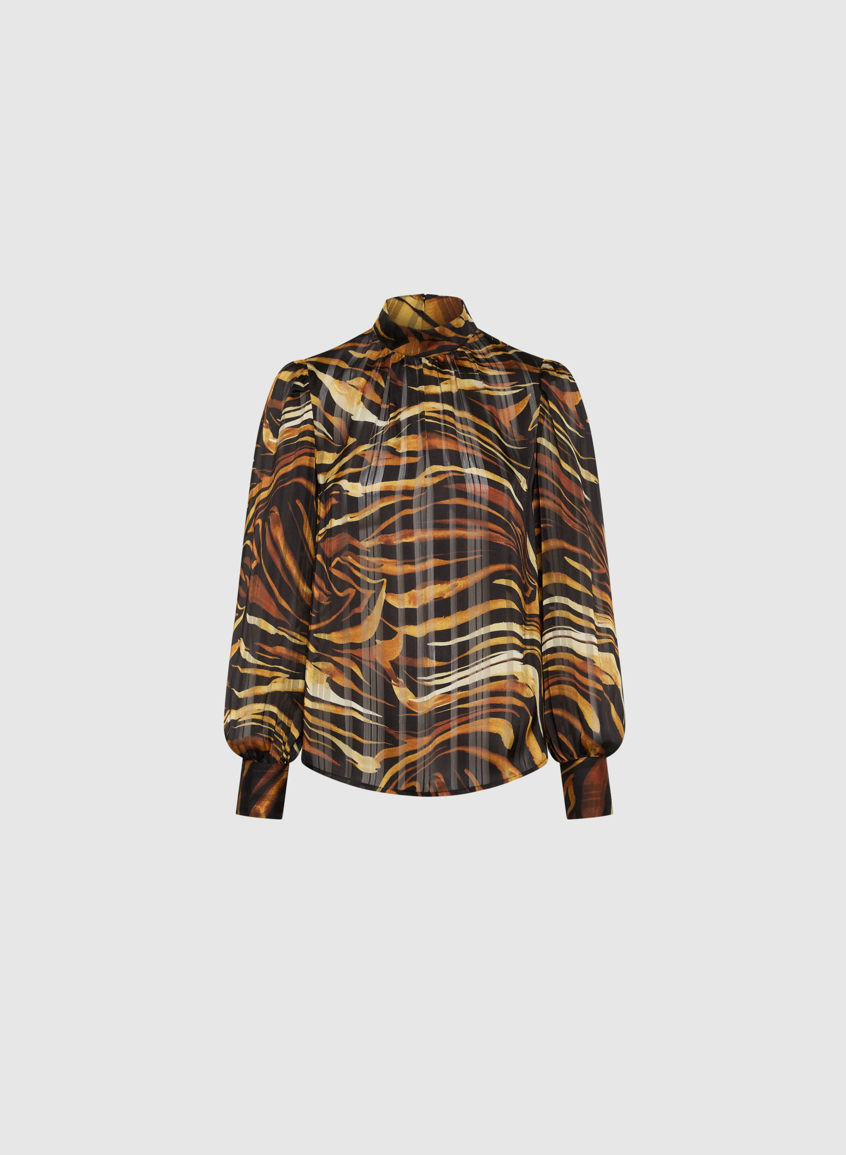 High Neck Animal Print Blouse - Image 6
