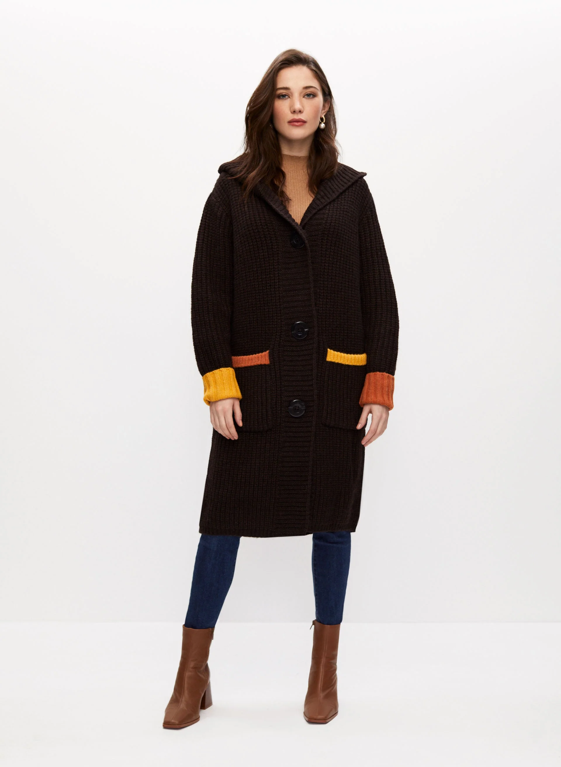 Hooded Button Detail Cardigan - Image 3