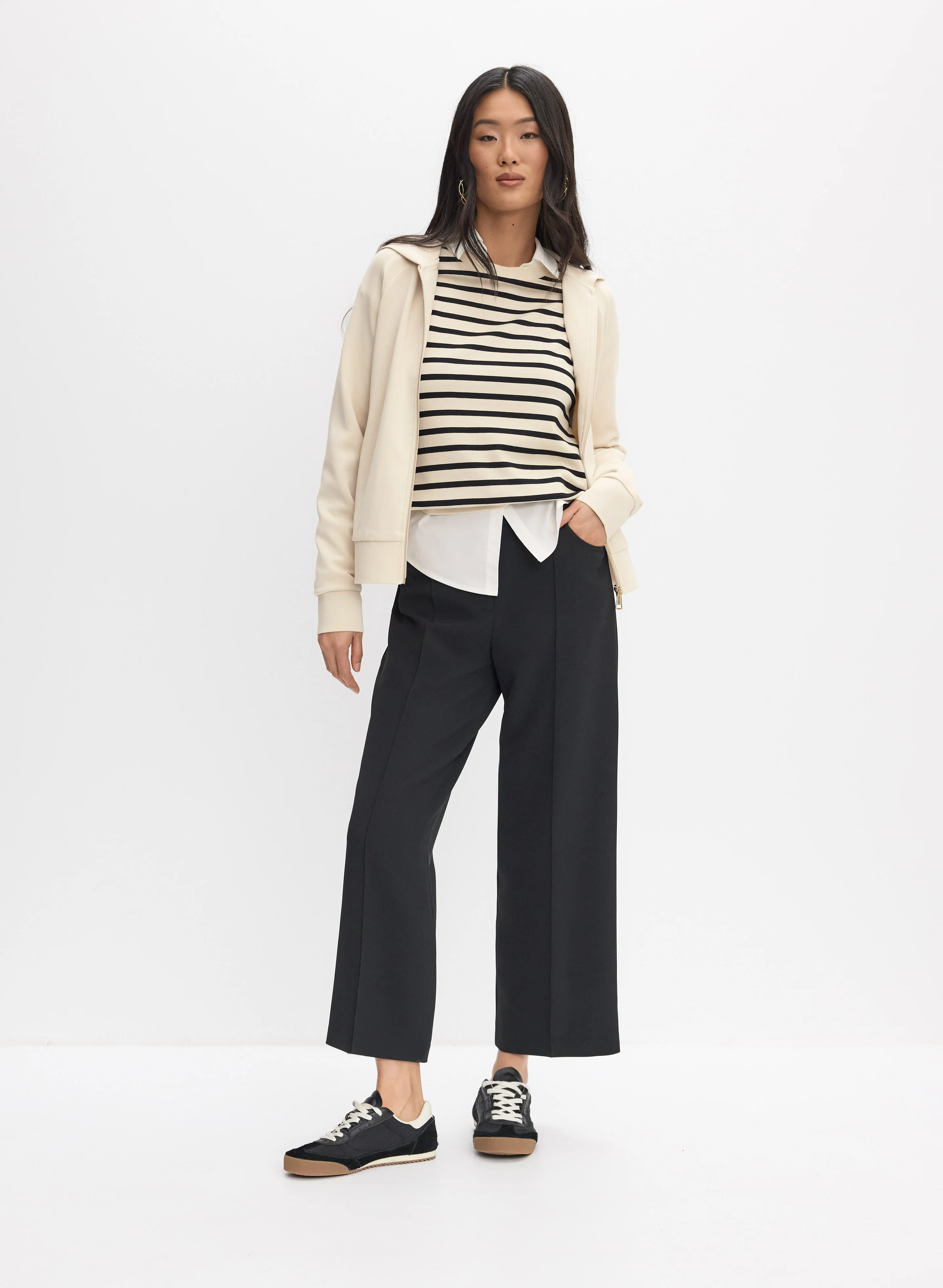 Hooded Lace-Up Detail Jacket & Pinched Seam Culottes
